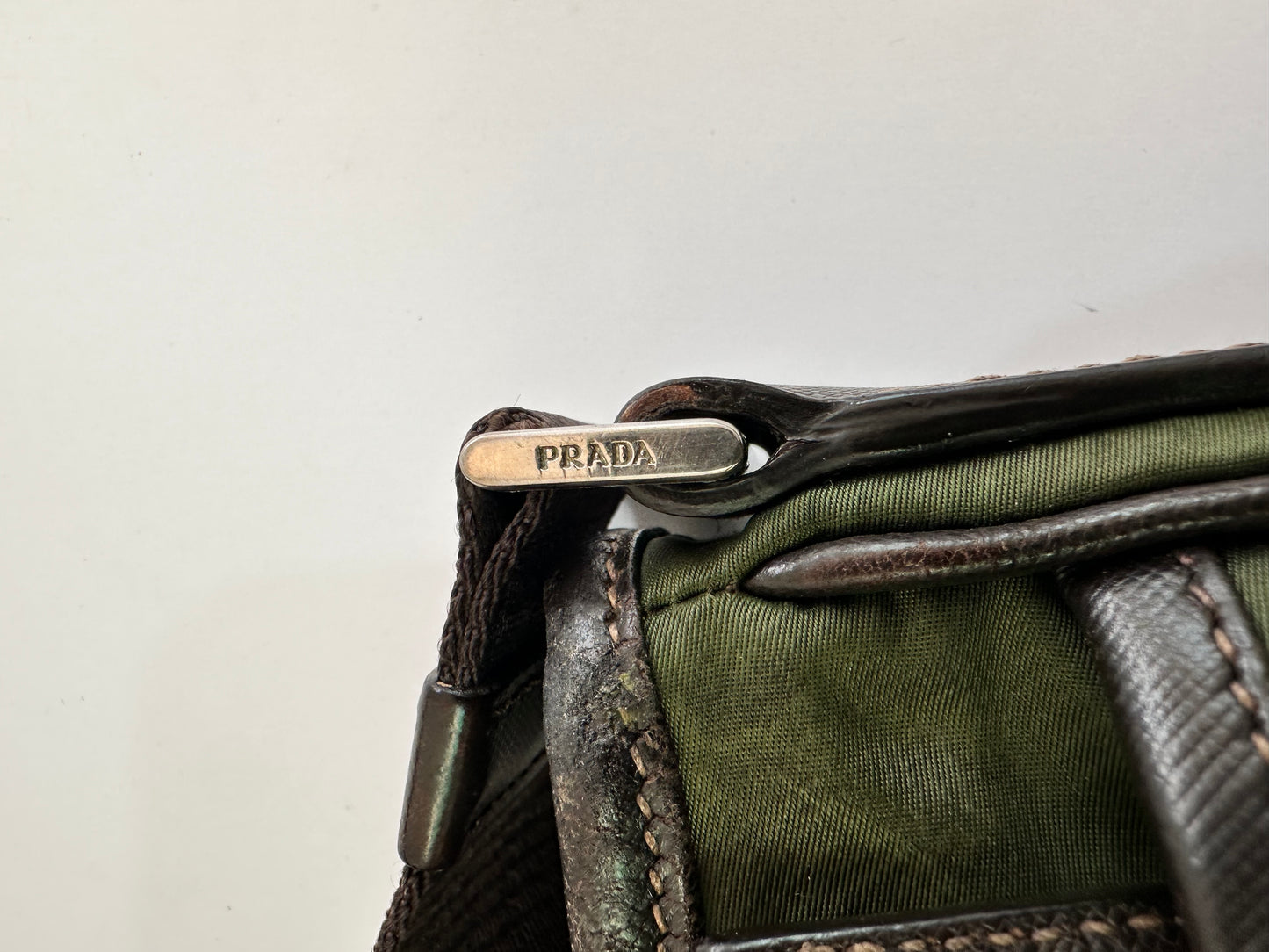 PRADA Tessuto Nylon Flat Messenger Bag Green
