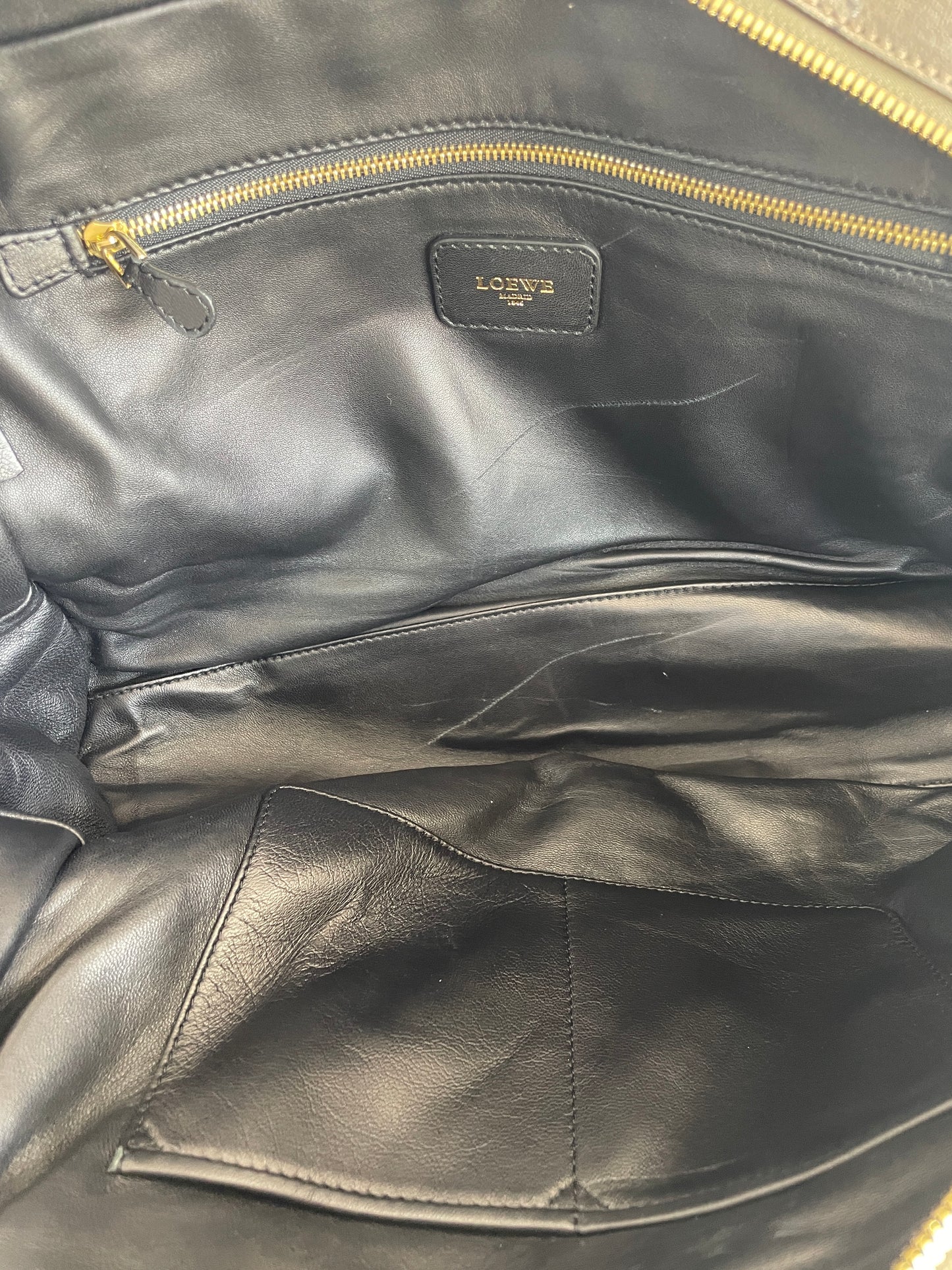 Loewe Metallic Beige Leather Amazona Satchel