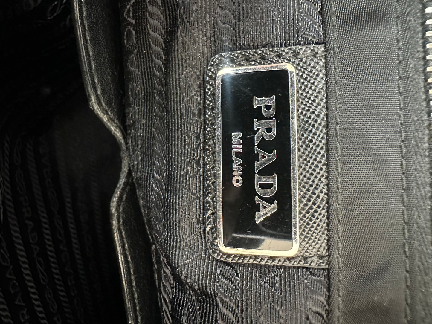 PRADA Tessuto Nylon Saffiano Logo Messenger Bag Black