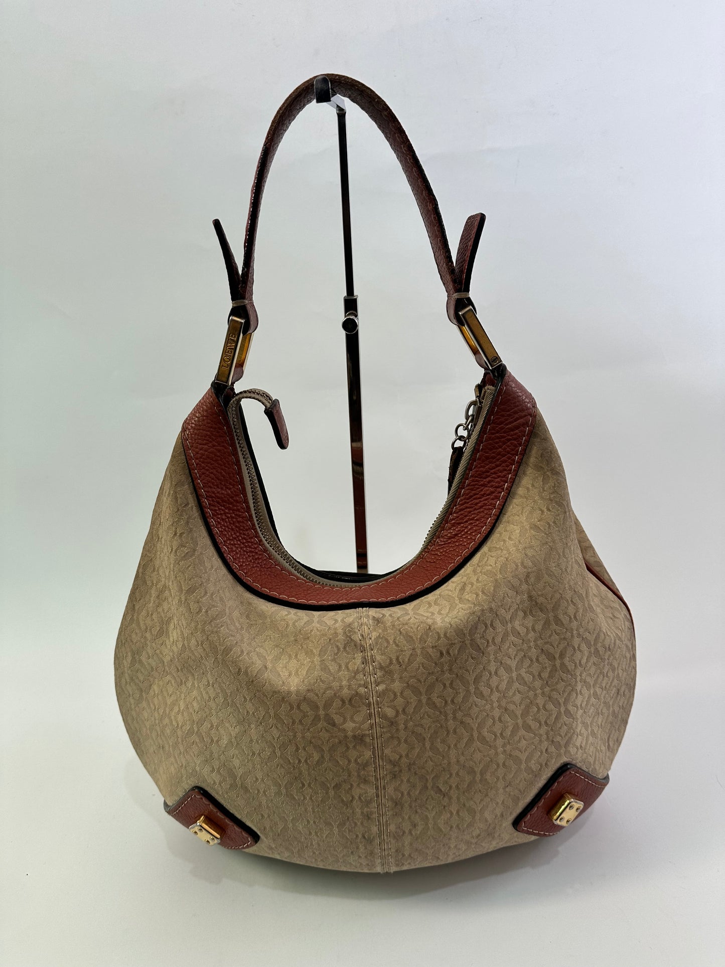 Loewe Brown Anagram Canvas Hobo Bag