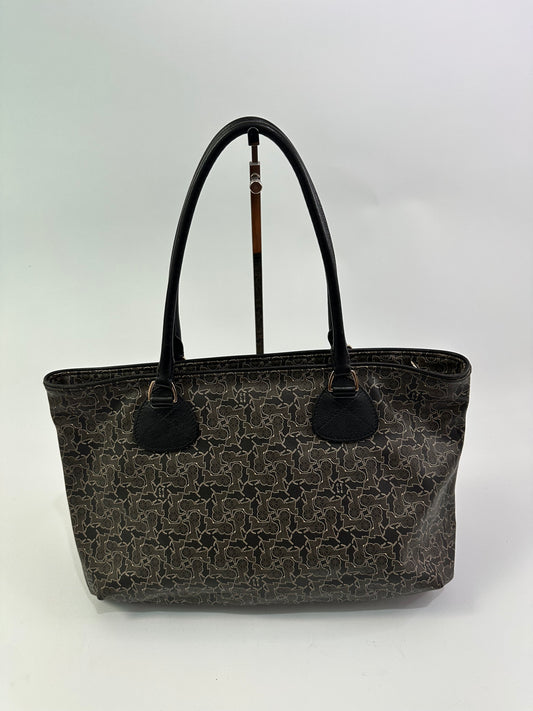 Vintage Celine Gray Carriage Shoulder Bag Black