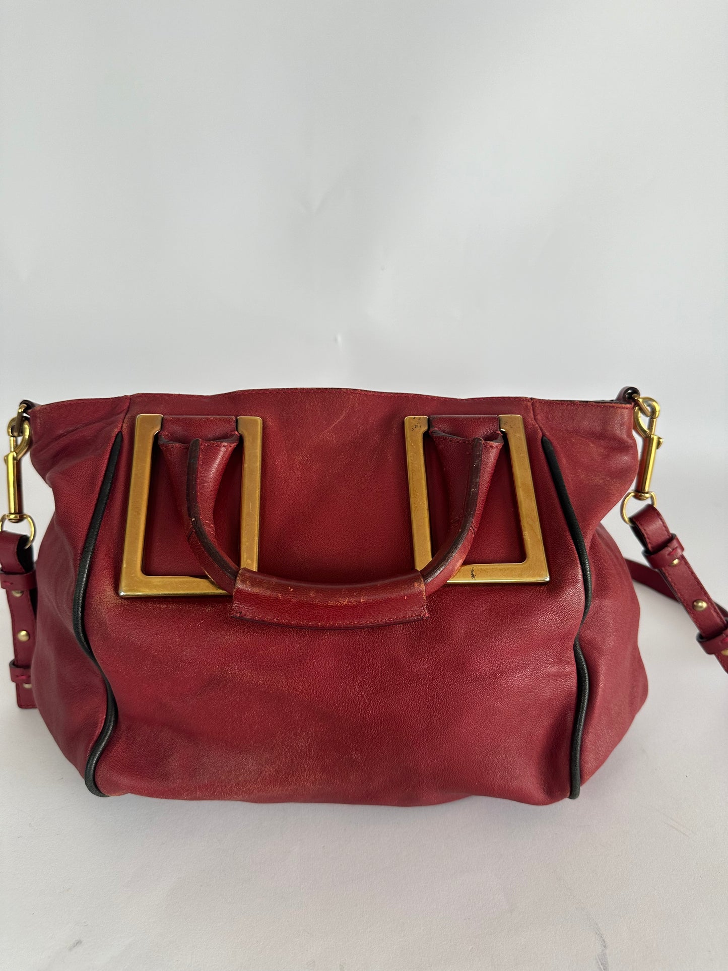 CHLOE Calfskin Small Ethel Satchel Burgundy