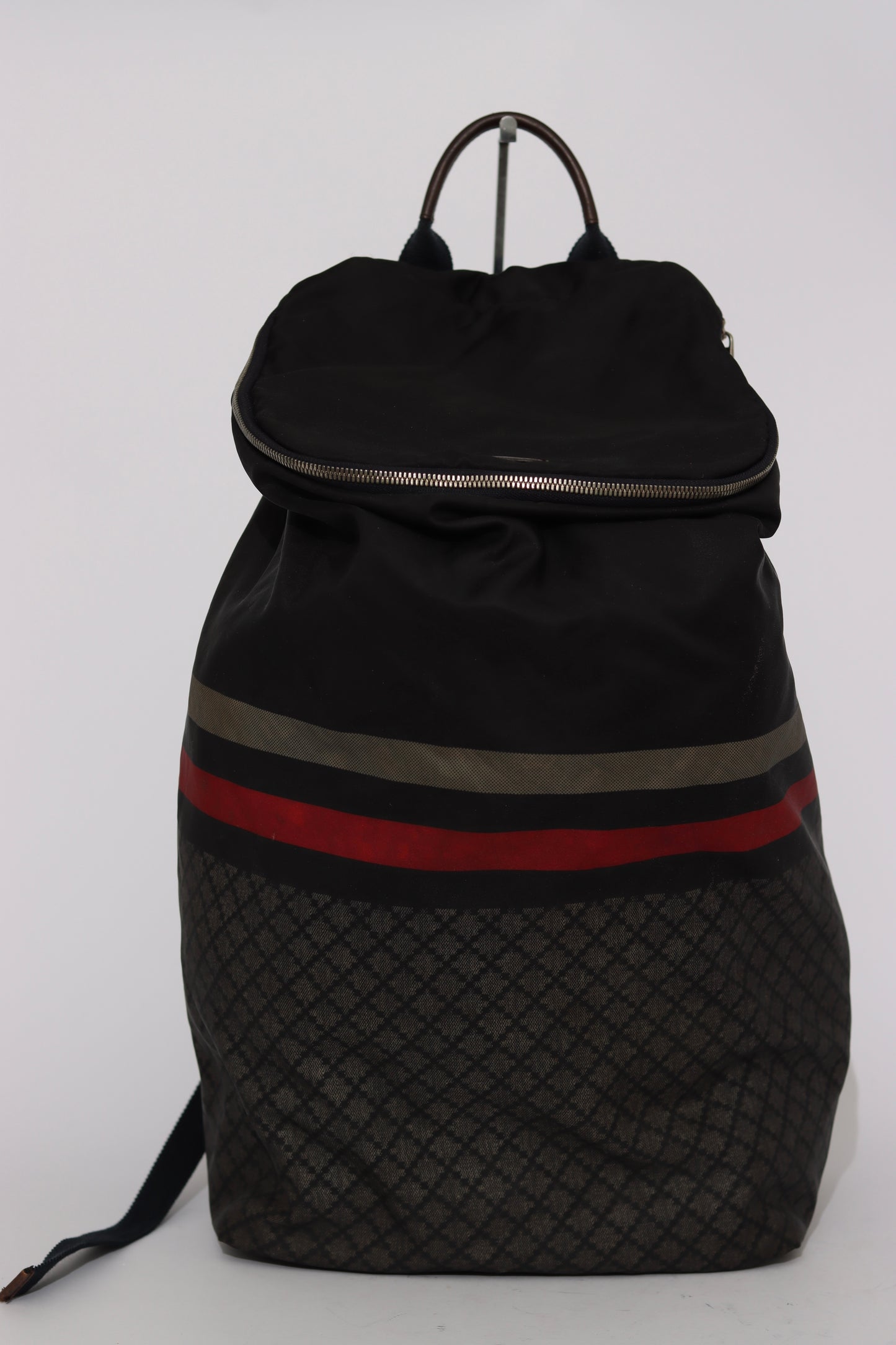 GUCCI
Blue Diamente Nylon Stripe Backpack Bag
