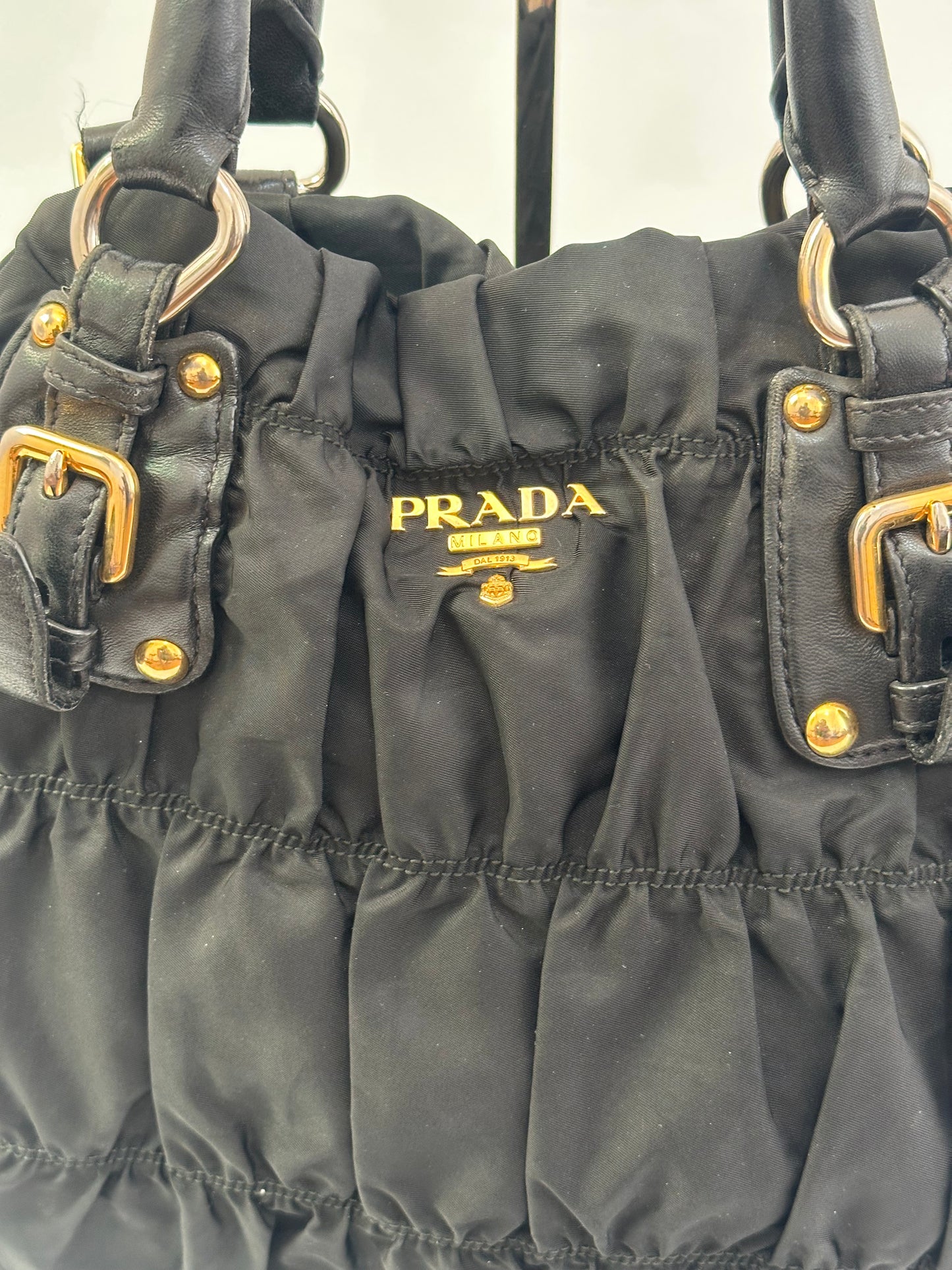 PRADA Black Tessuto Nylon Gaufre Tote