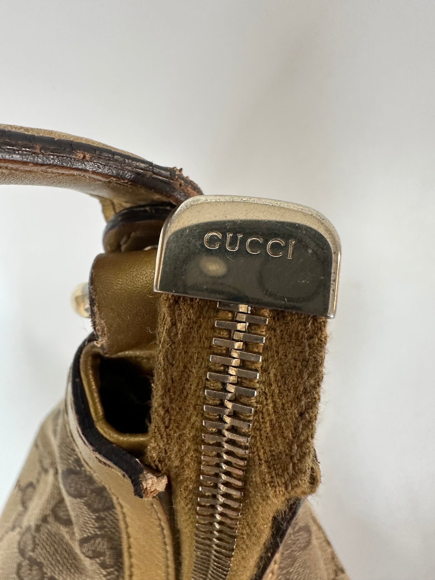 Gucci Beige/Gold GG Canvas and Leather Medium Lovely Hobo