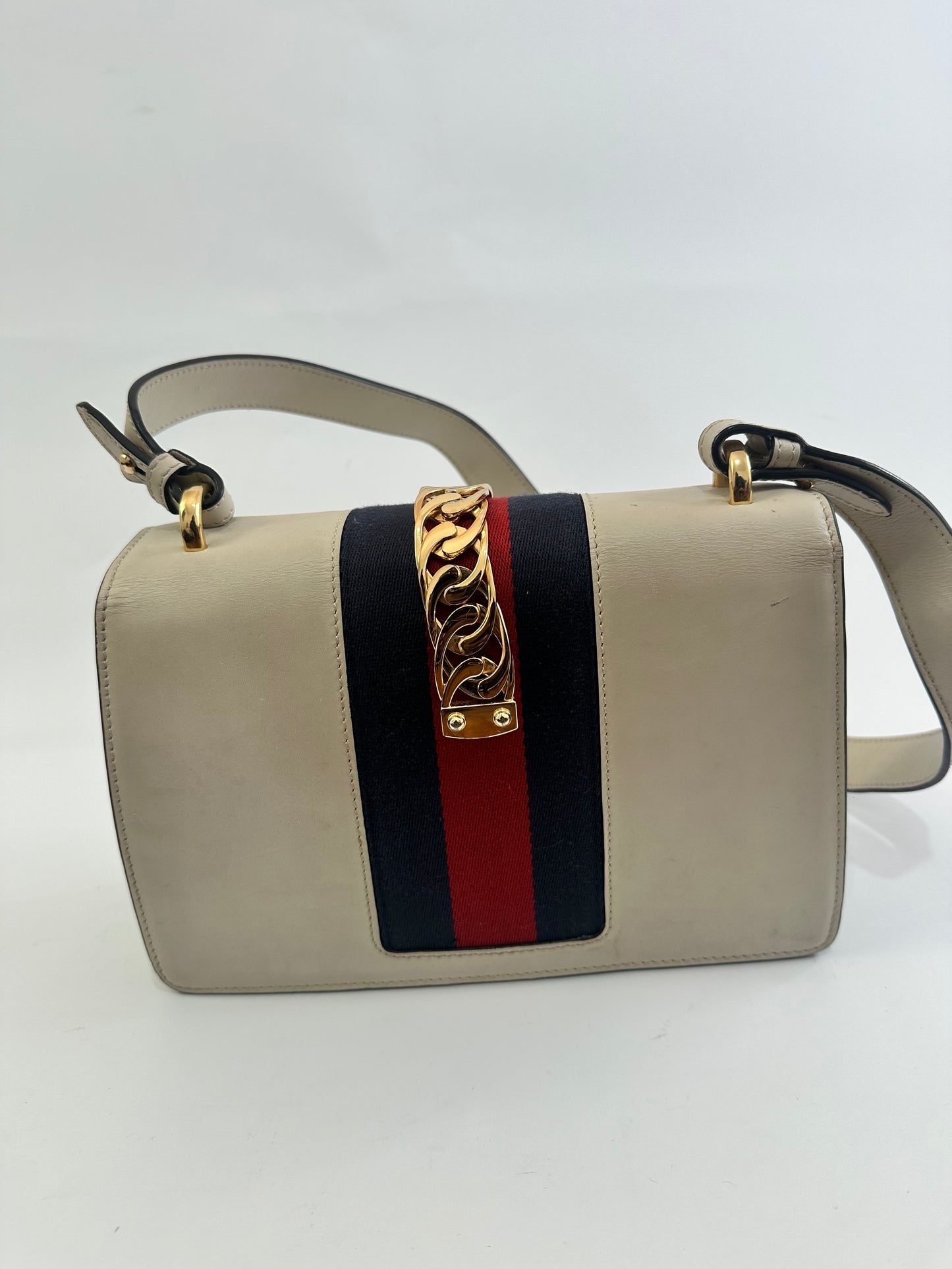 GUCCI
Calfskin Small Sylvie Shoulder Bag Off White