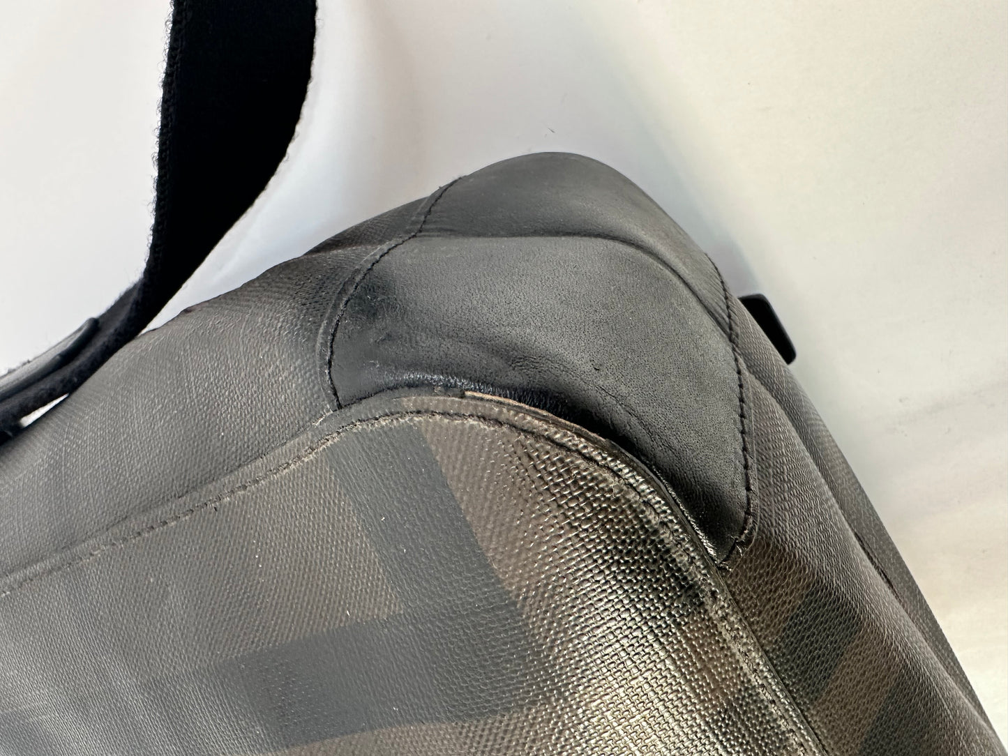 Burberry Grifford Messenger Bag Smoked Check Coated Canvas