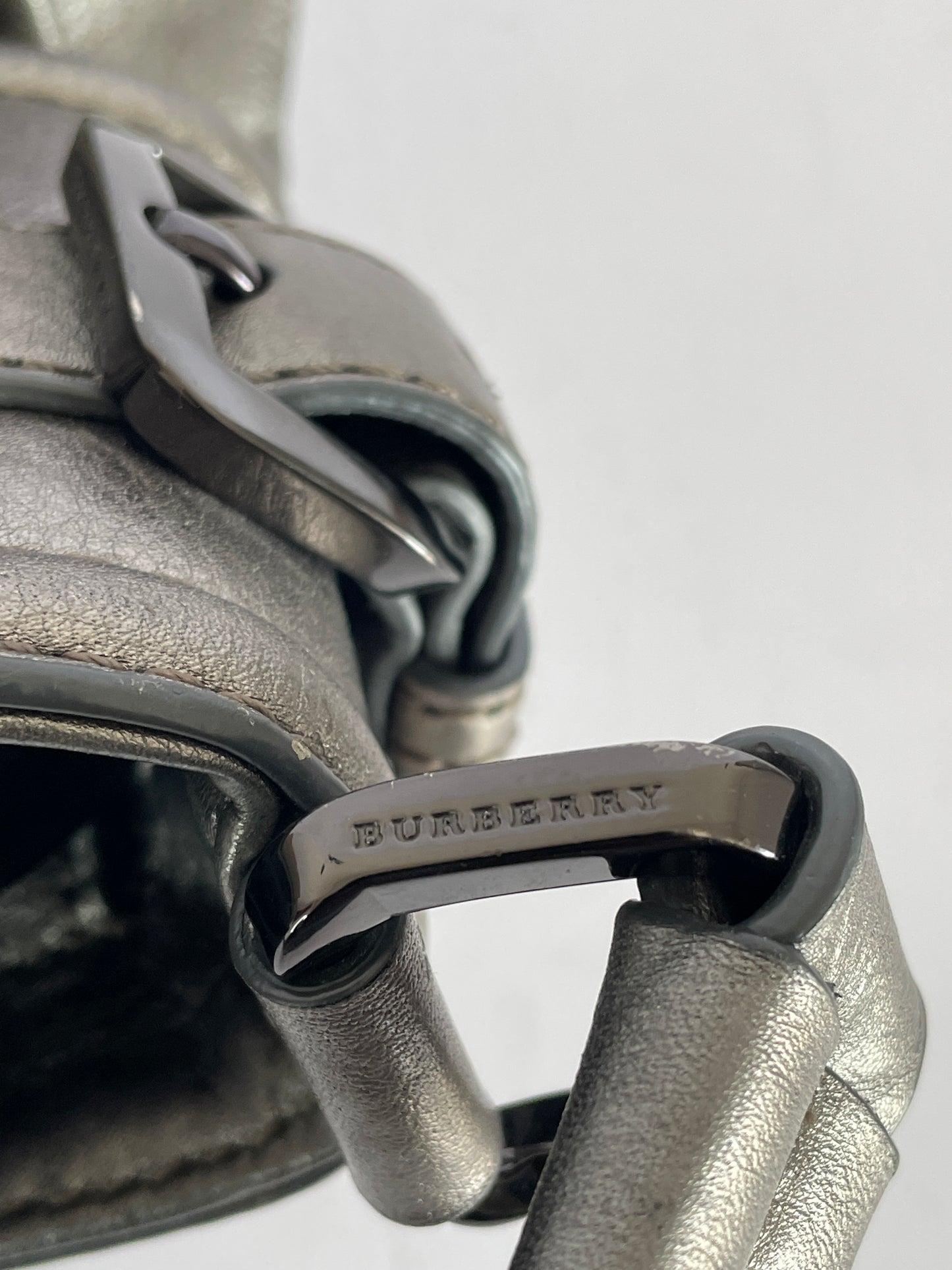 Burberry Grey Smoked Check PVC and Leather Hobo