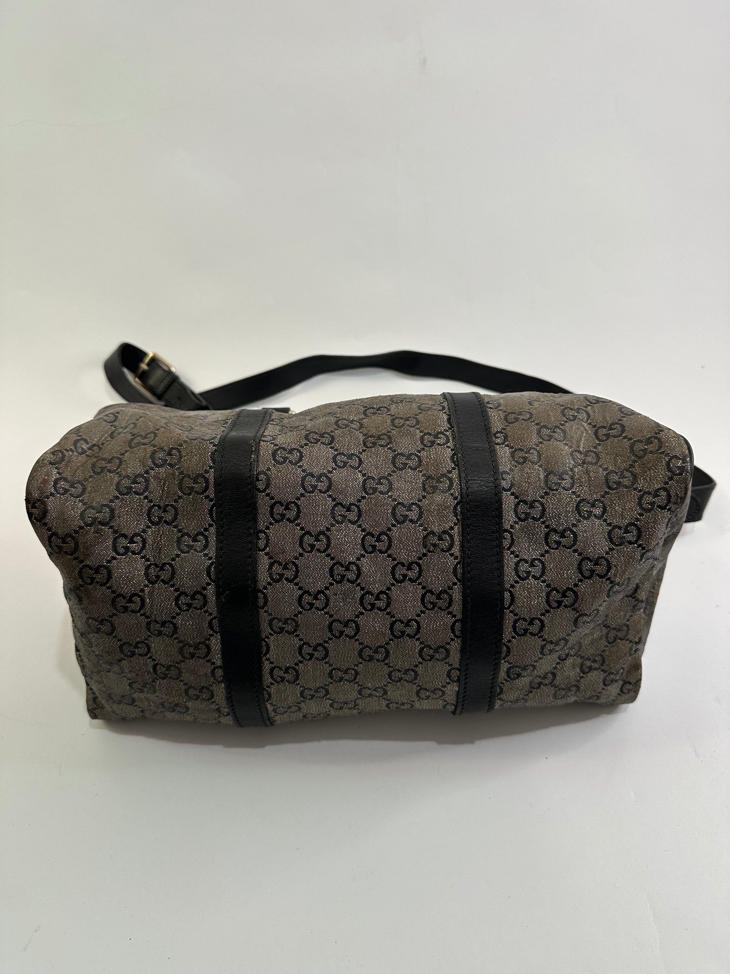 Gucci Grey/Black GG Crystal Canvas Medium Joy Boston Bag
