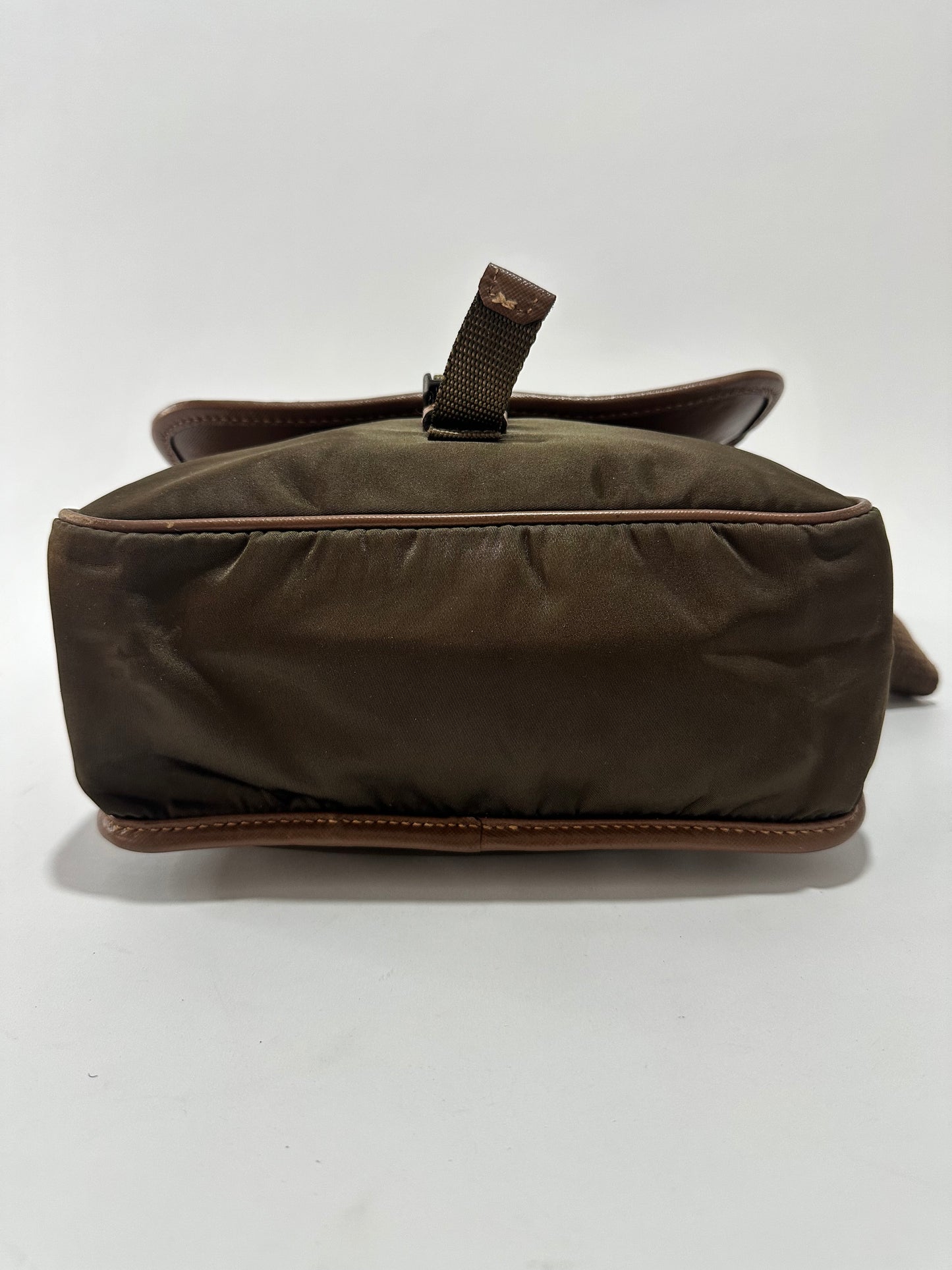 PRADA Tessuto Nylon Saffiano Logo Messenger Bag Olive Green