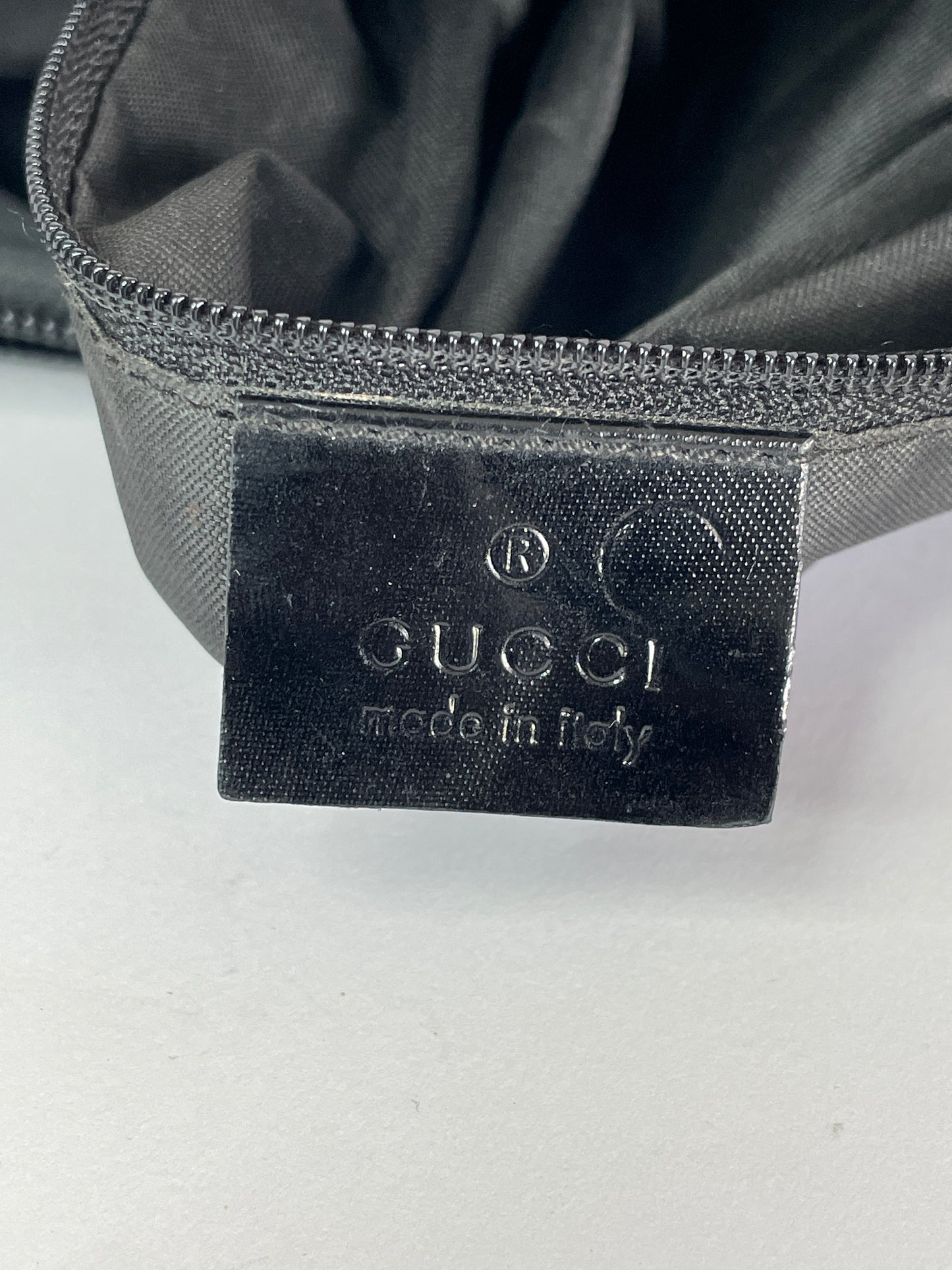 GUCCI
Canvas Patent Monogram Shoulder Bag Black