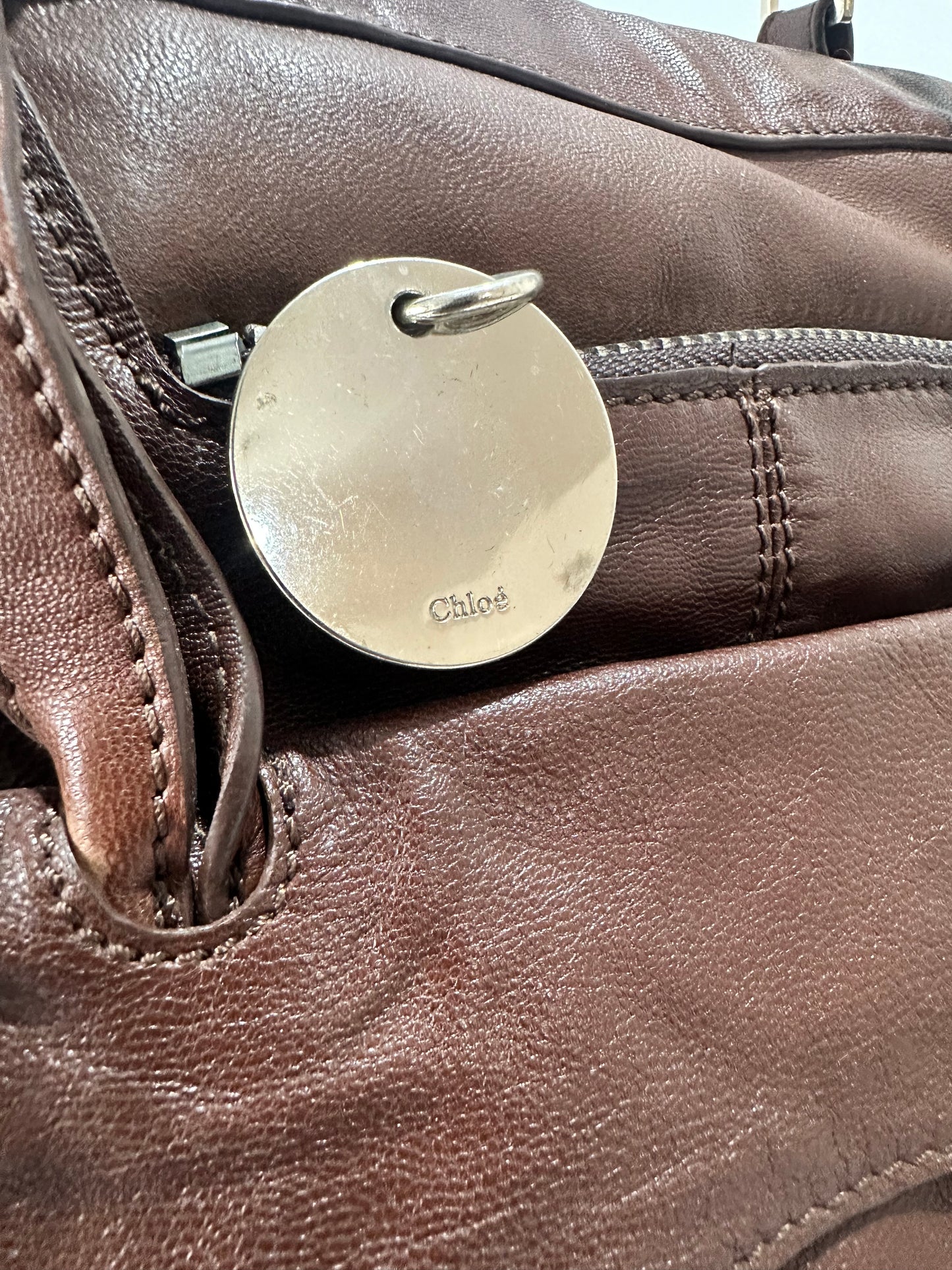 CHLOE
Brown Leather Saskia Square Tote Bag