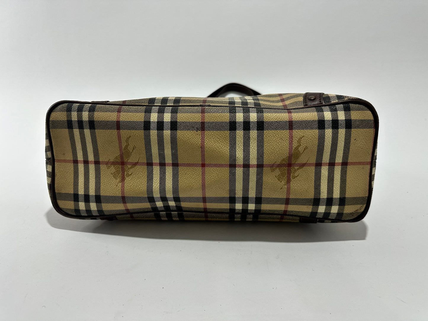 Burberry Dark Brown/Beige Haymarket Check Coated Canvas Tote