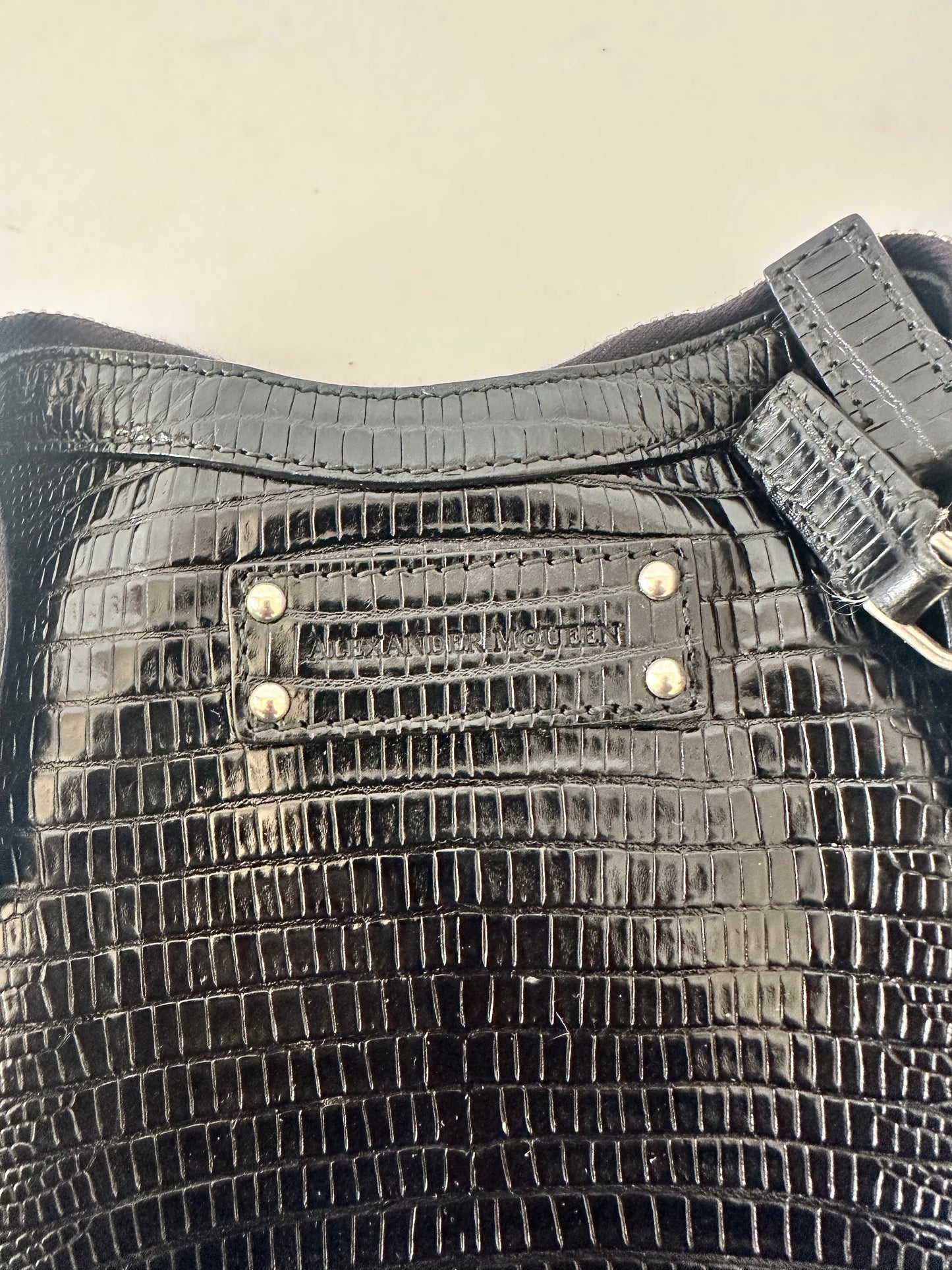 Alexander McQueen Black Leather Medium De Manta Studded Clutch
