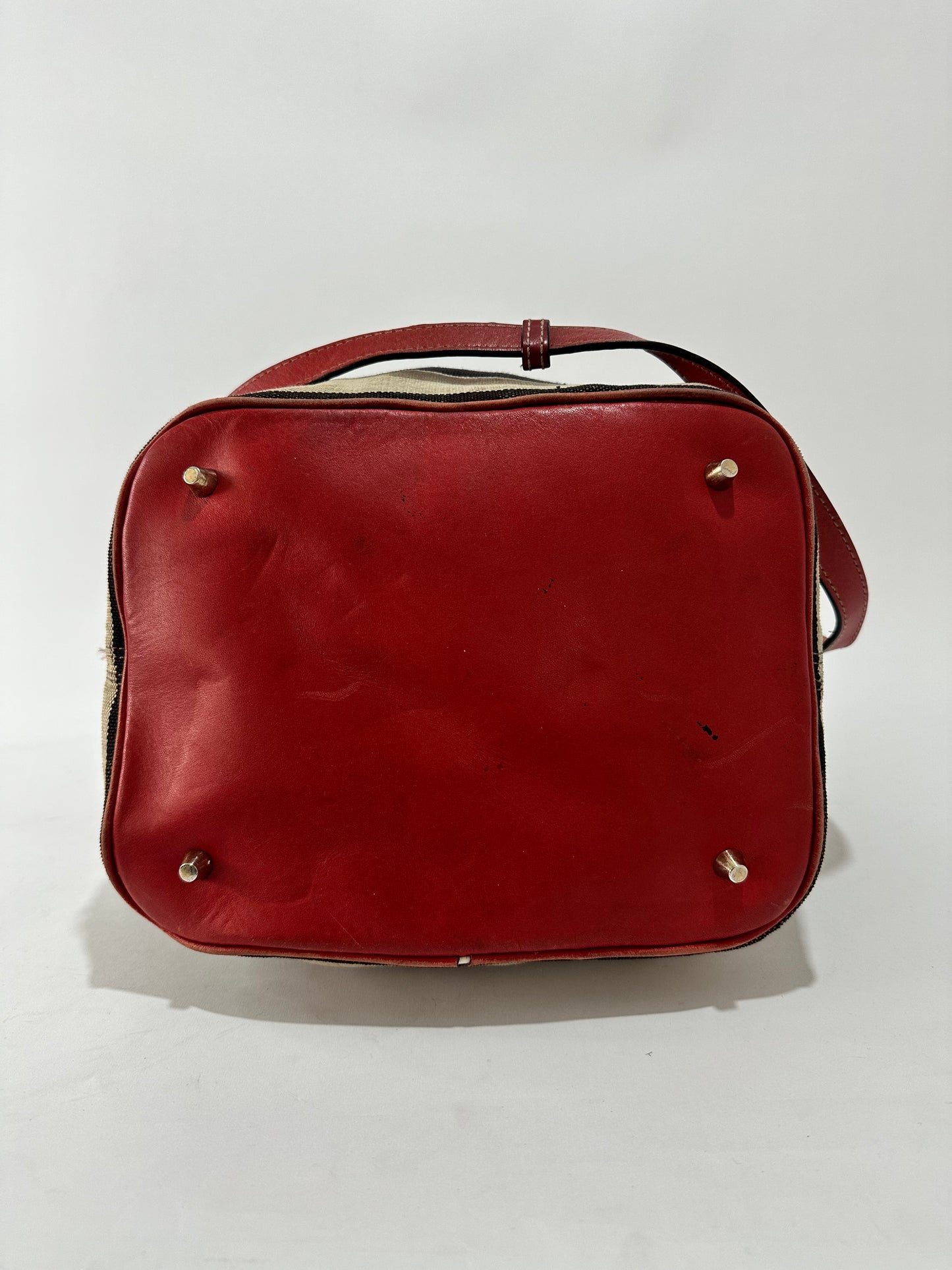 BURBERRY Canvas Mega Check Medium Ashby Hobo Saddle