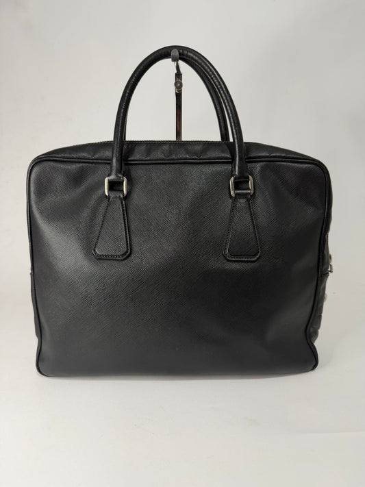 PRADA Leather Travel Briefcase Black