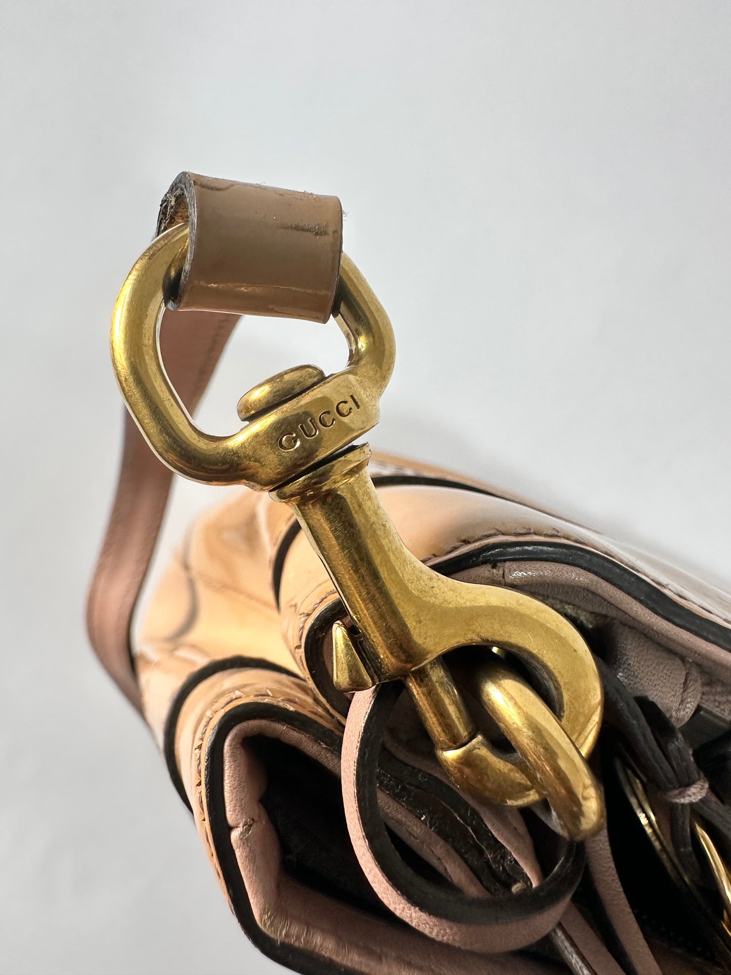 Gucci Old Rose Patent Leather Bright Bit Tote