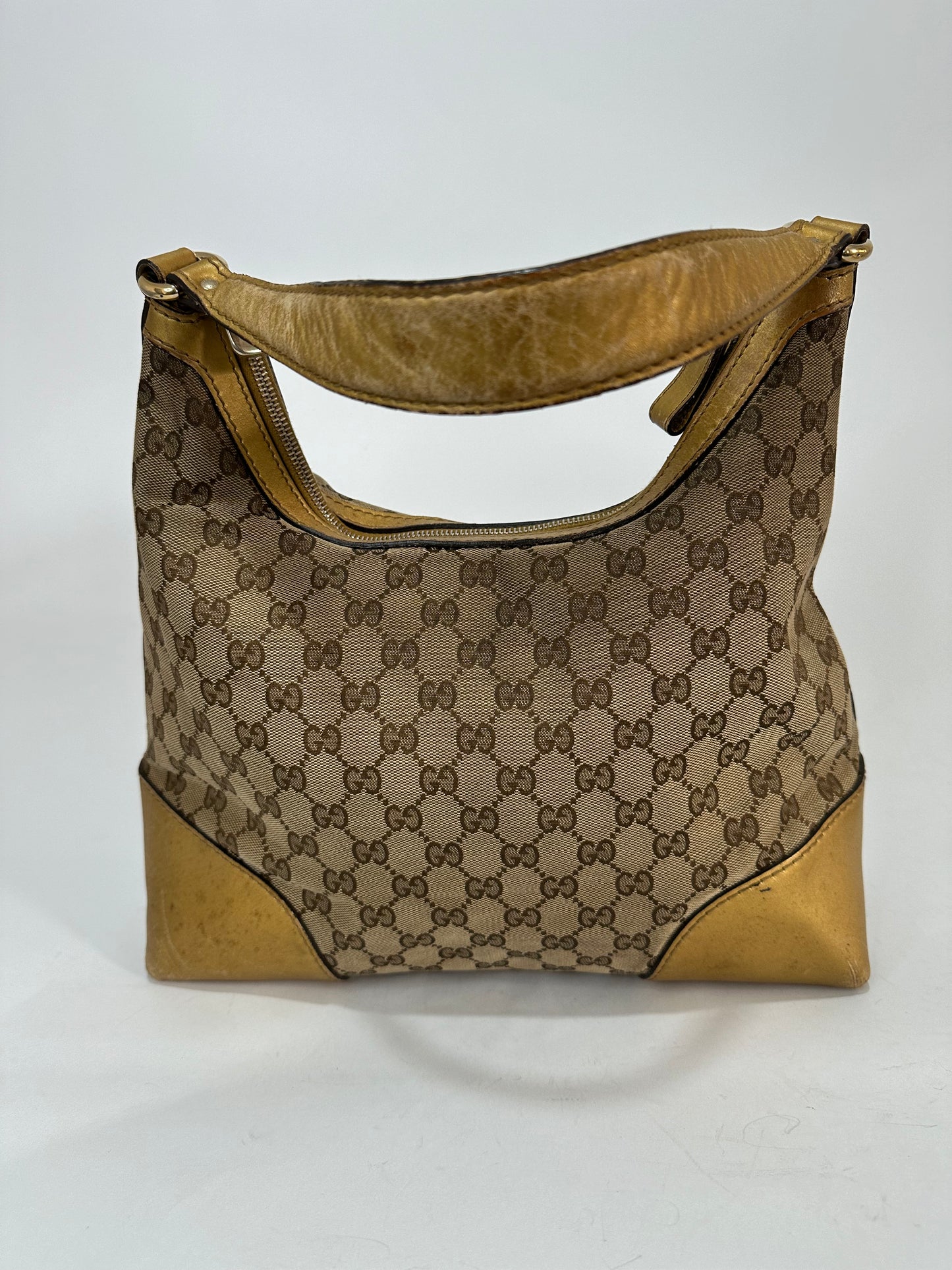 Gucci Beige/Gold GG Canvas and Leather Medium Lovely Hobo