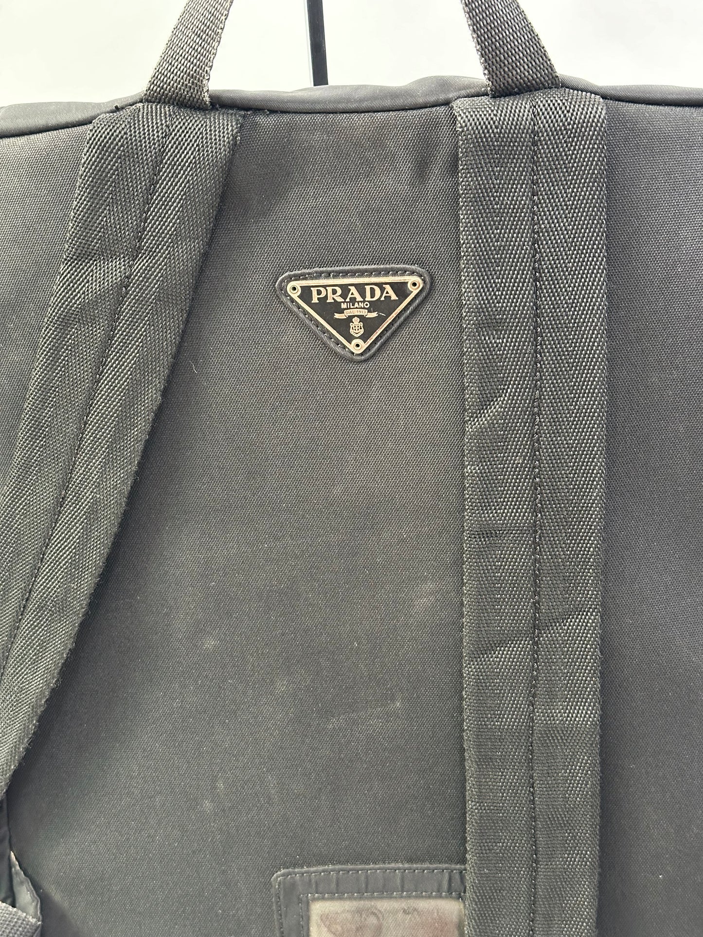 VINTAGE PRADA Nylon Black double buckle Backpack