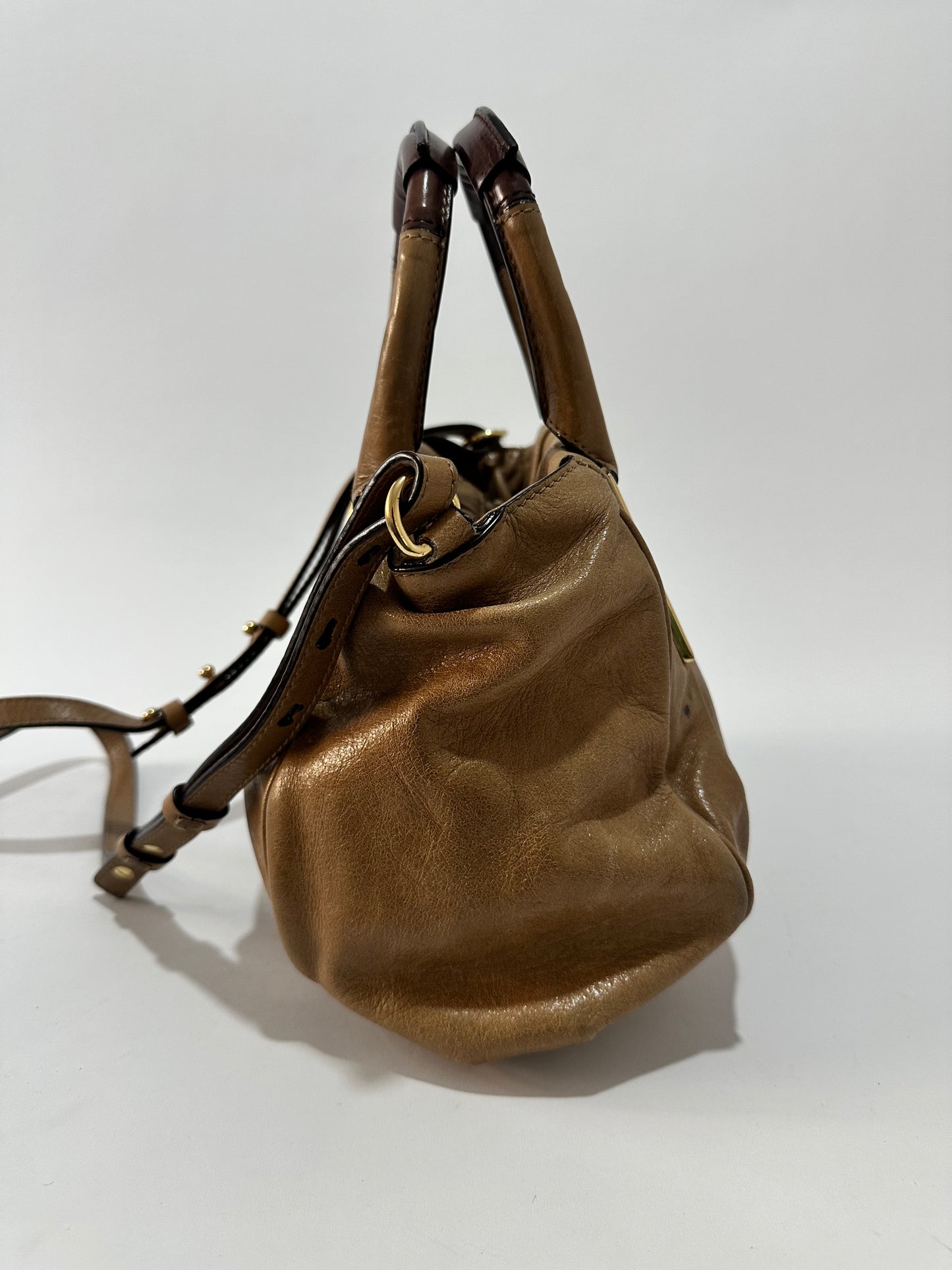 Chloe Metallic Brown Leather Small Ethel Satchel