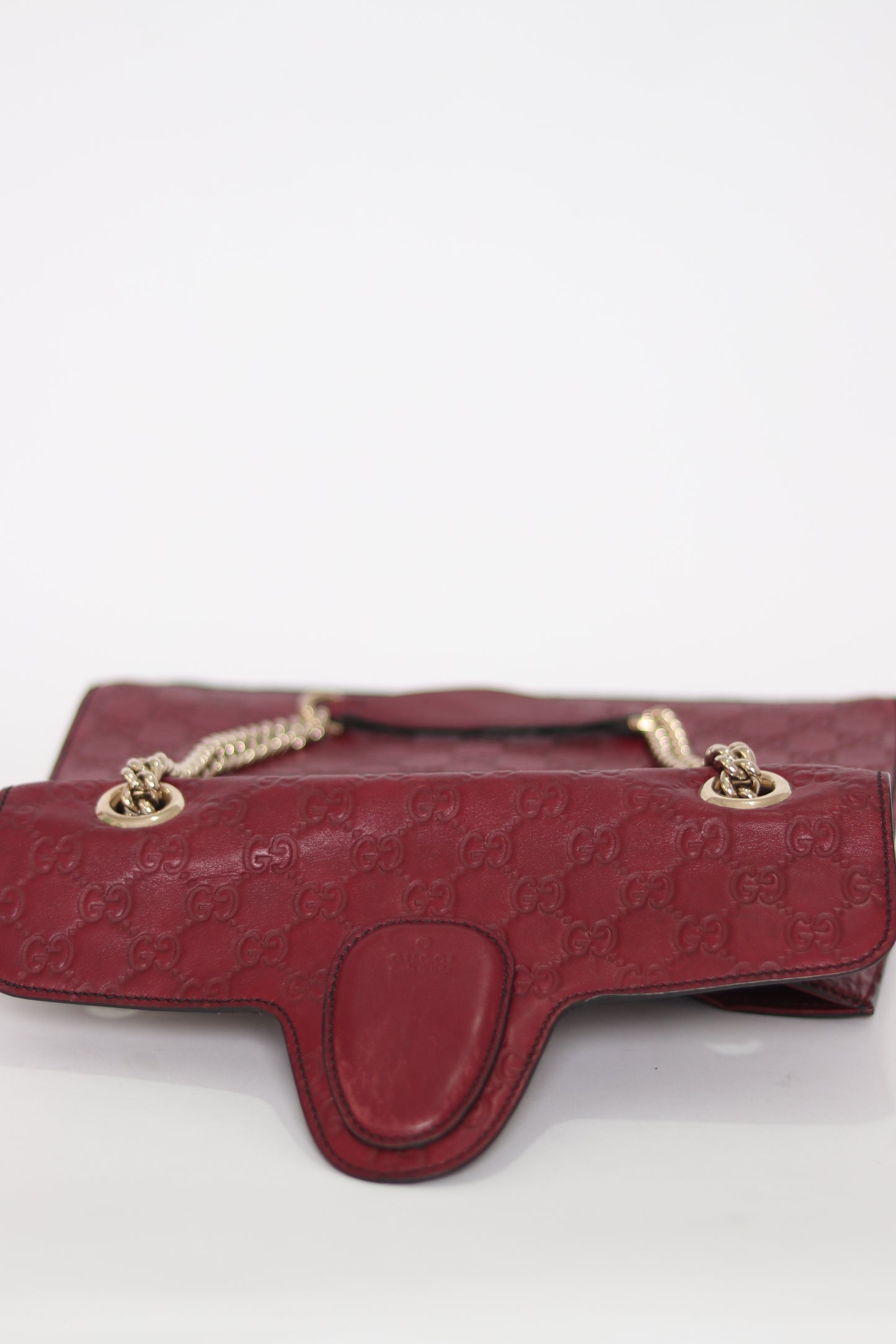 Gucci Dark Red Guccissima Leather Medium Emily Chain Shoulder Bag