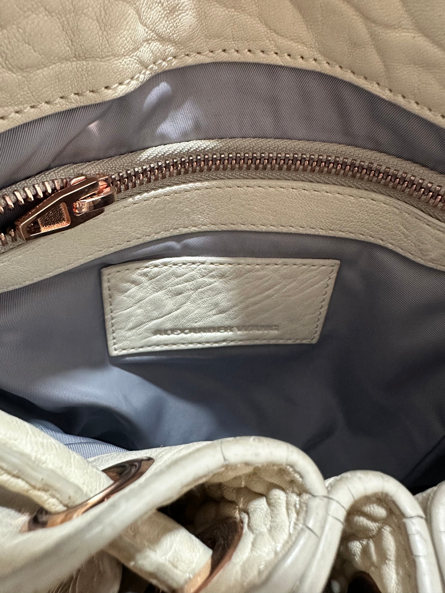ALEXANDER WANG Bucket Diego Nearly White Leatger Hobo Bag