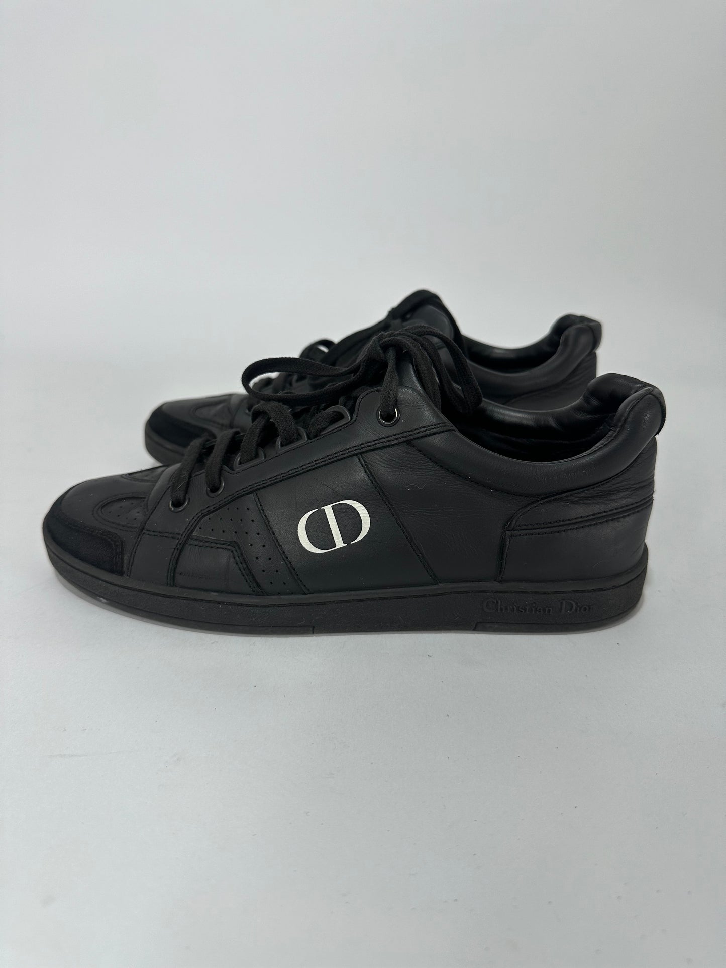 DIOR Black Leather and Suede Low Top Sneakers Size 36 EU