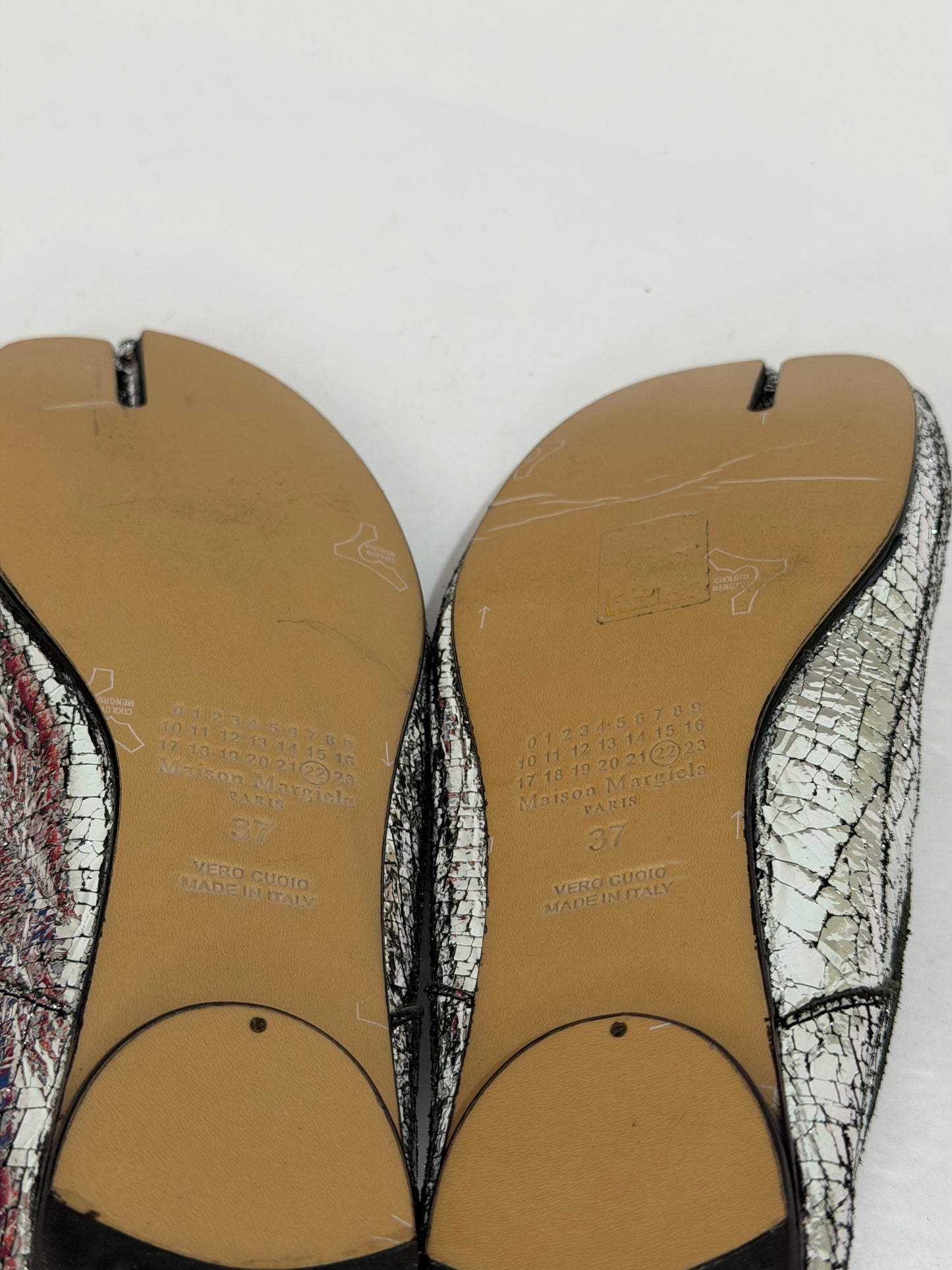 Maison Margiela Silver Tabi Mirror Ballerina Flats Size 37 EU/ 7 Us