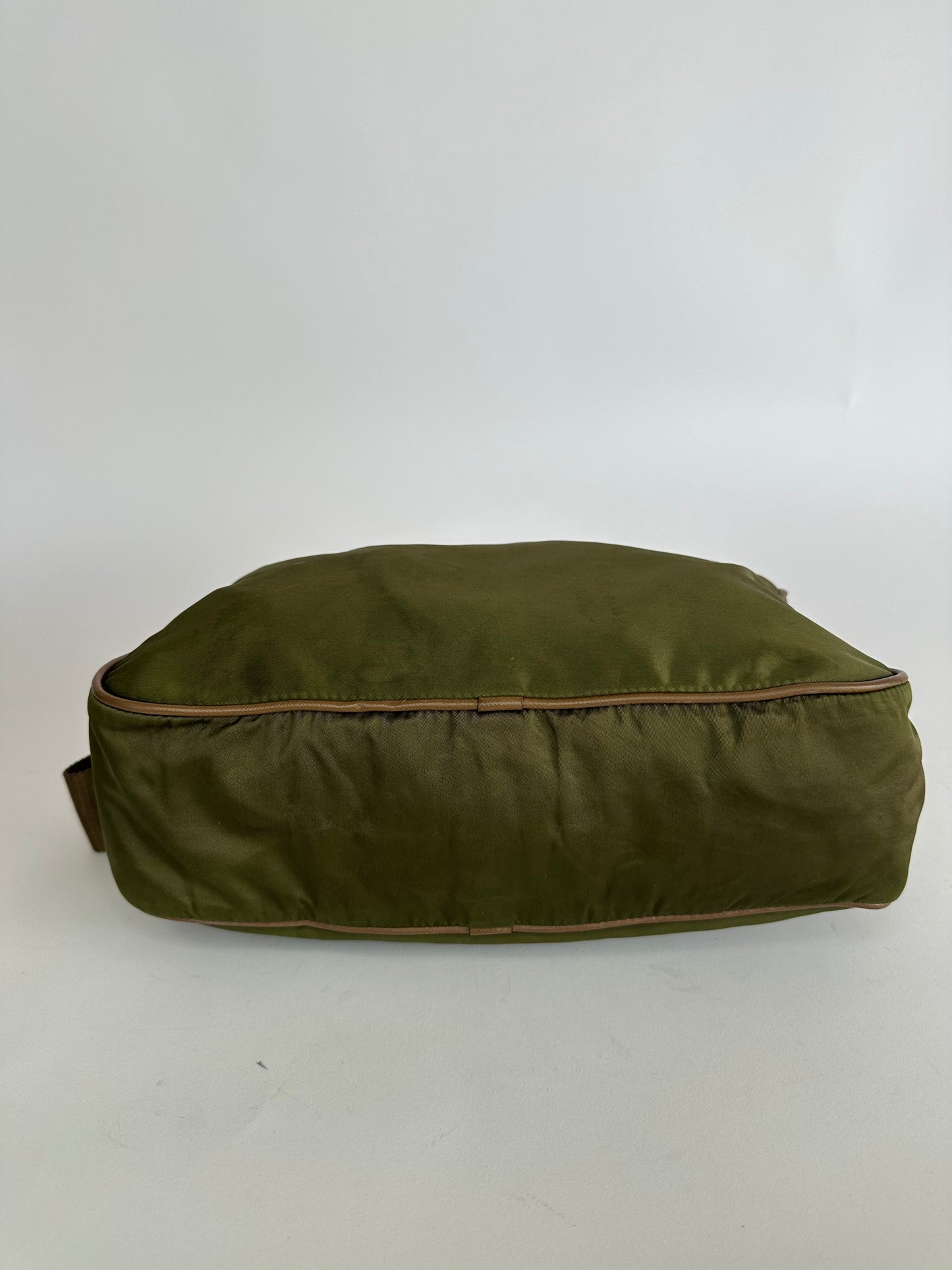 PRADA Tessuto Nylon Flat Messenger Bag Green
