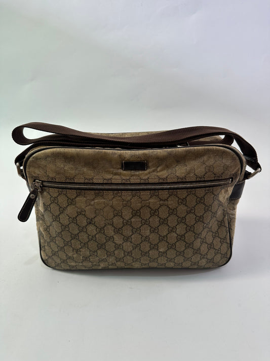 GUCCI Beige/Ebony GG Coated Canvas Messenger Bag