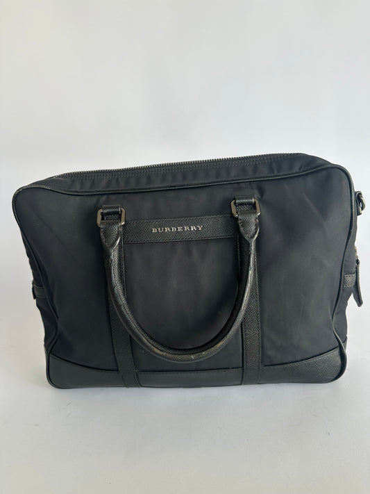 Burberry Black Nylon and Leather Newburg Laptop Briefcase