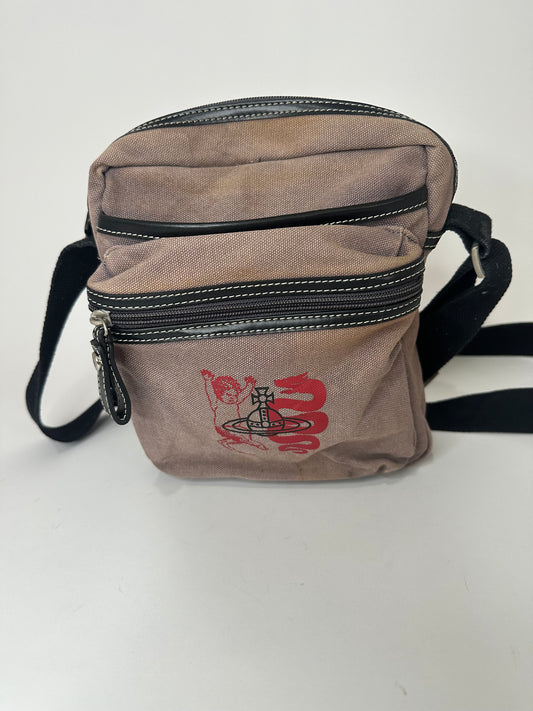 VIVIENNE WESTWOOD Canvas Crossbody Bag in Brown