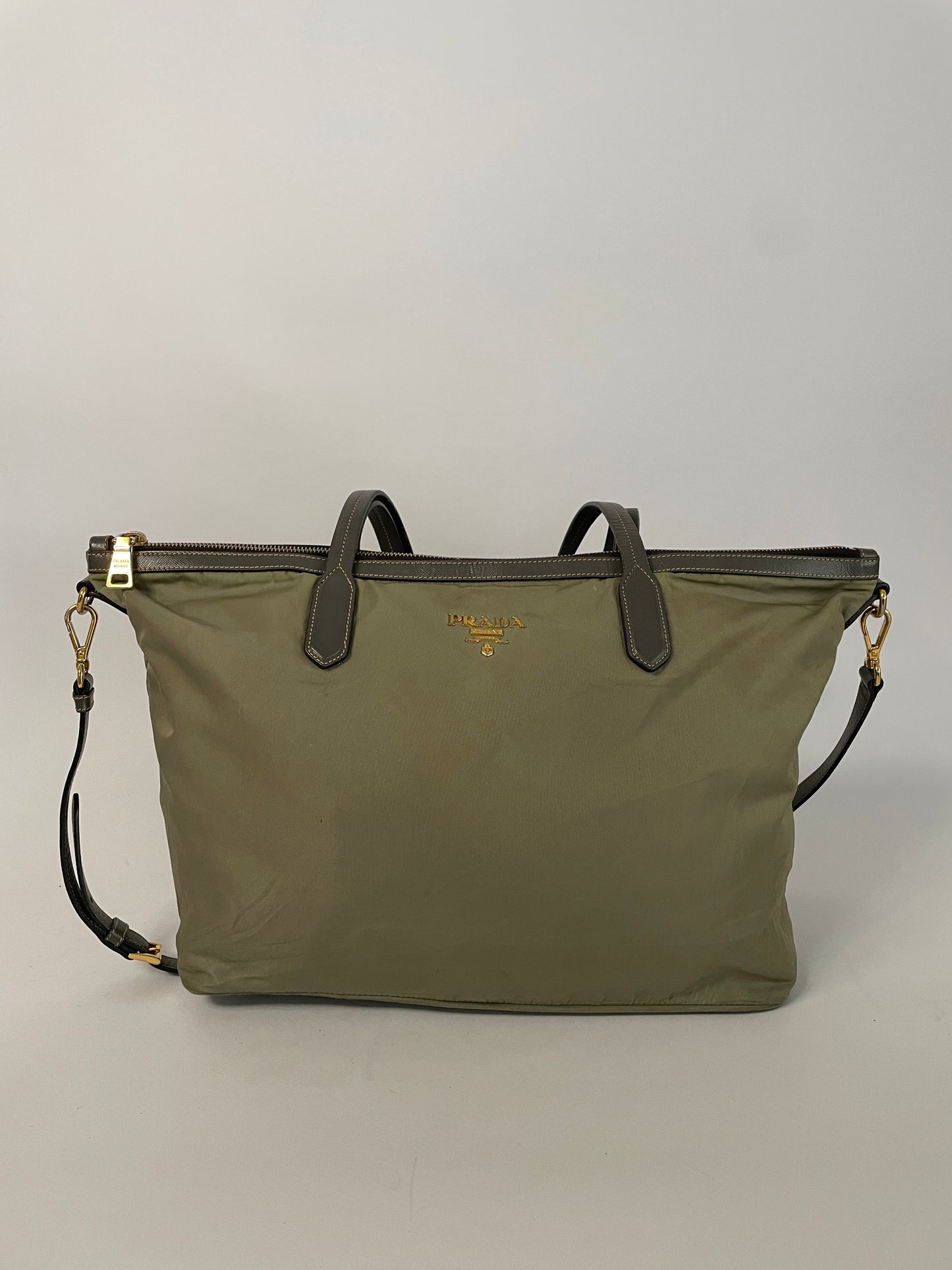 PRADA Nylon Tessuto Saffiano Tote Green