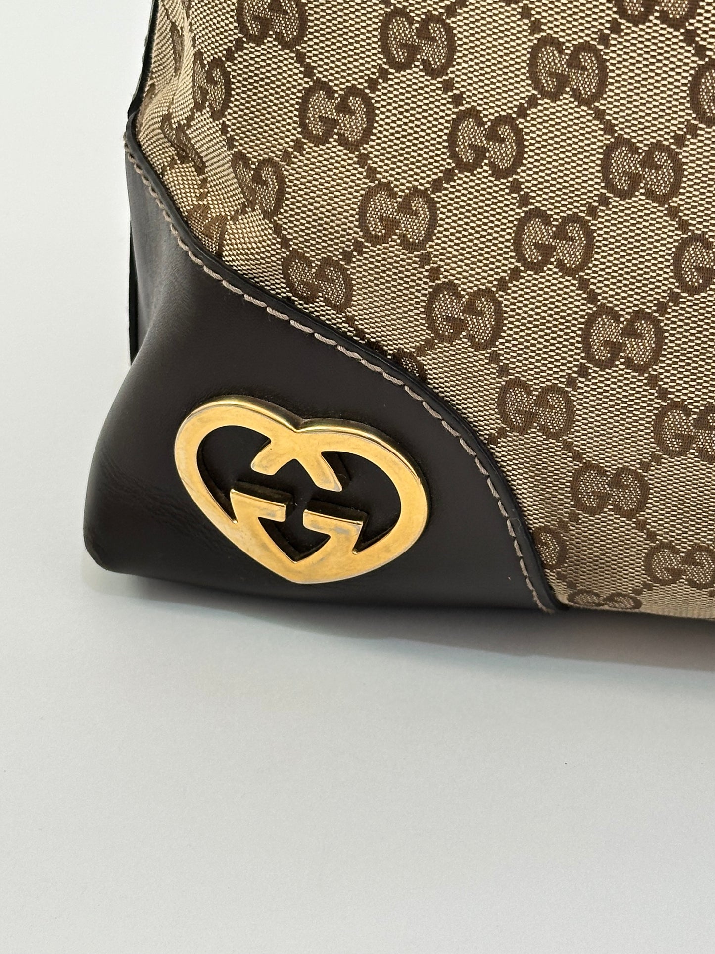 Gucci Dark Brown/Beige GG Canvas Britt Hobo