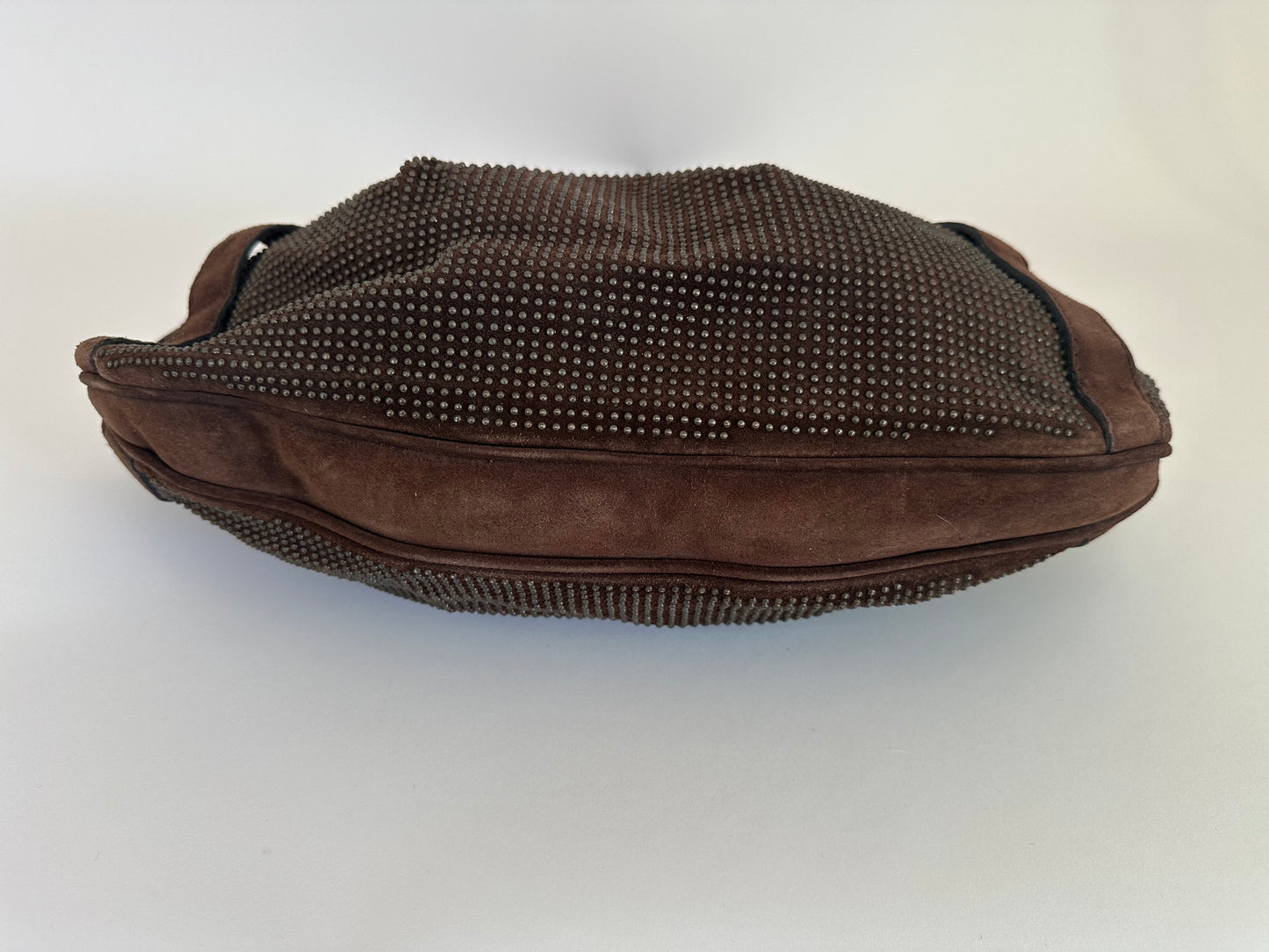 BURBERRY BROWN Studded Leather Hobo