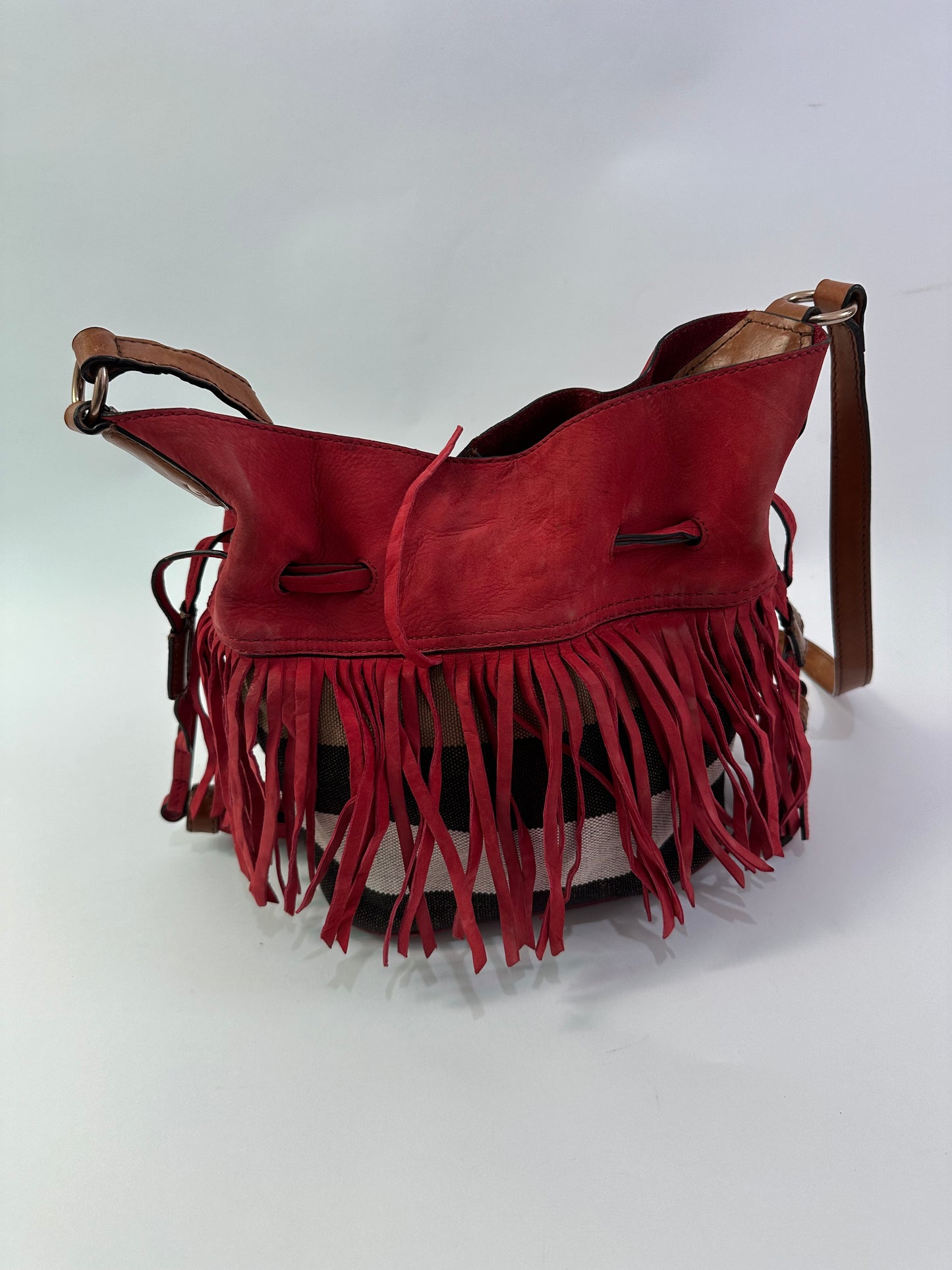 BURBERRY Small Belgrove Fringe Bucket Bag