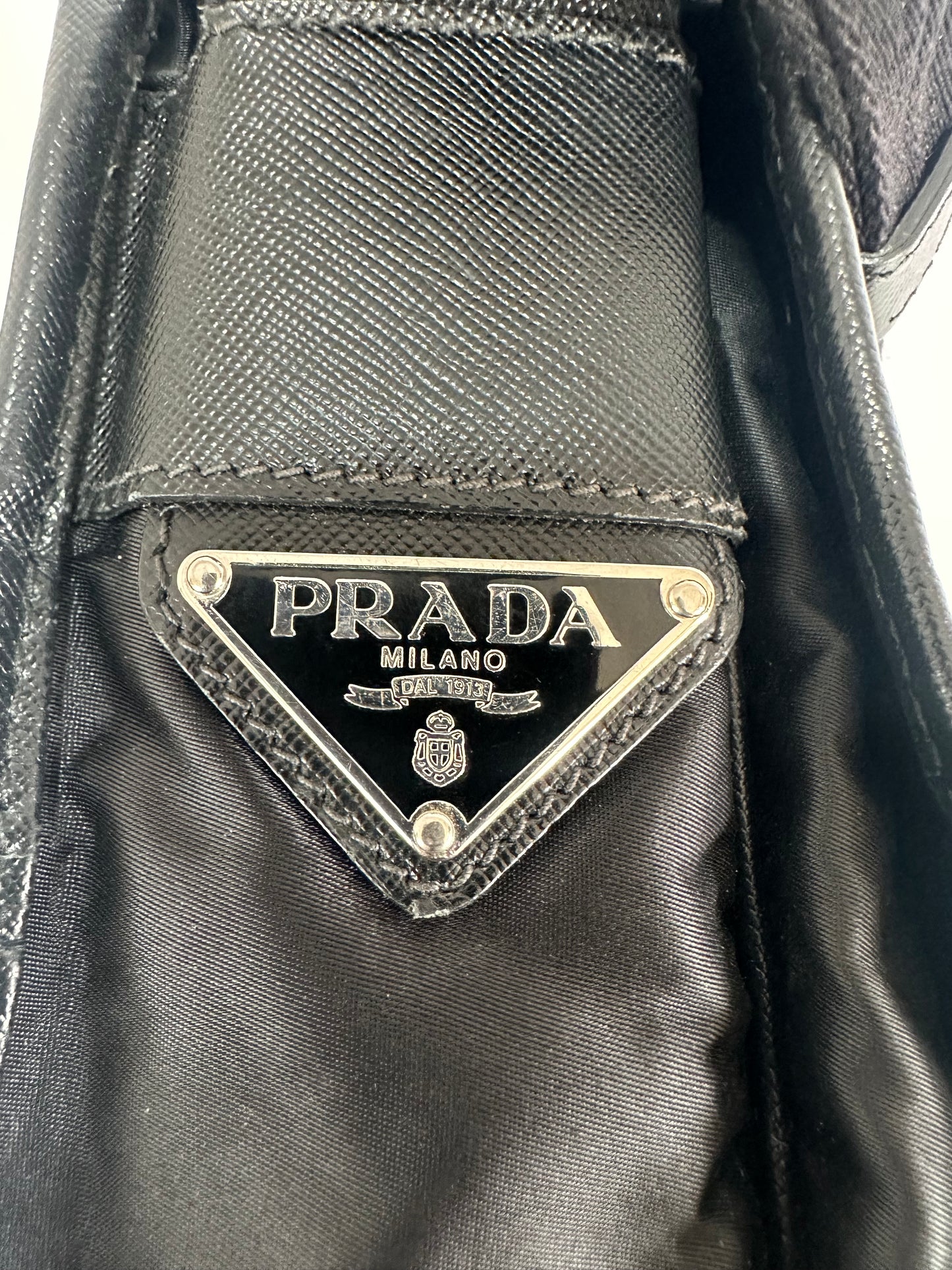 PRADA Tessuto Nylon Saffiano Logo Messenger Bag Black