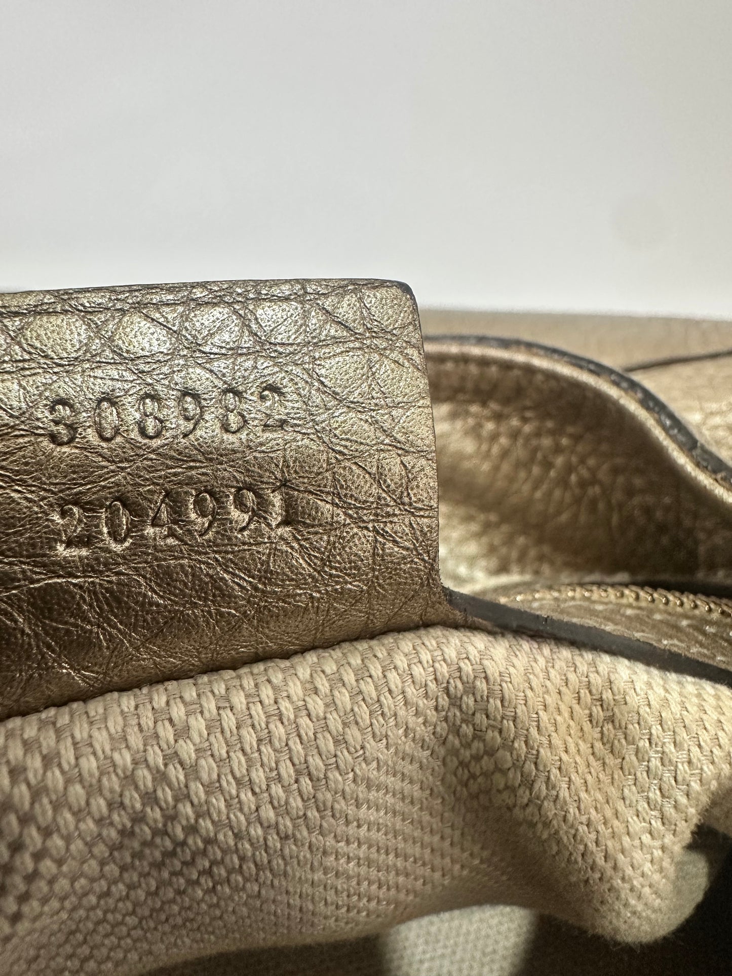 Gucci Gold Pebbled Leather Medium Soho Tote