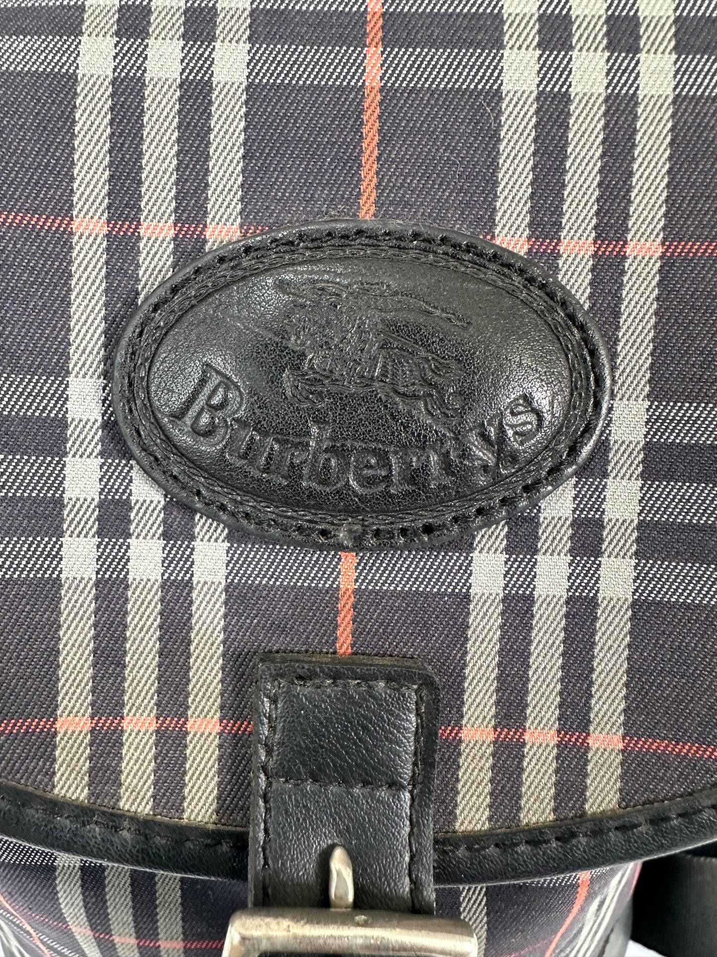 Burberry Nova Check Logo Embossed Backpack Navy/Black