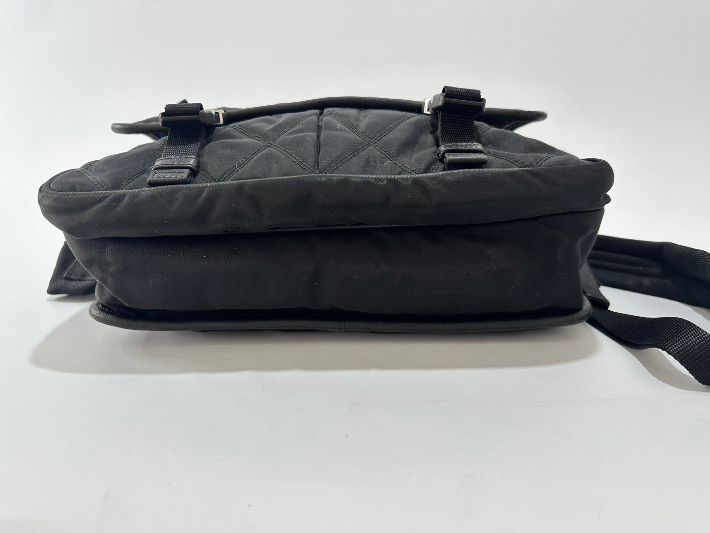 PRADA
Black Quilted Tessuto Nylon And Leather Messenger Bag