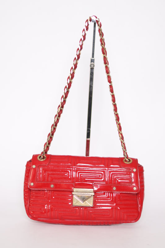 Versace Red Patent Leather Flap Shoulder Bag