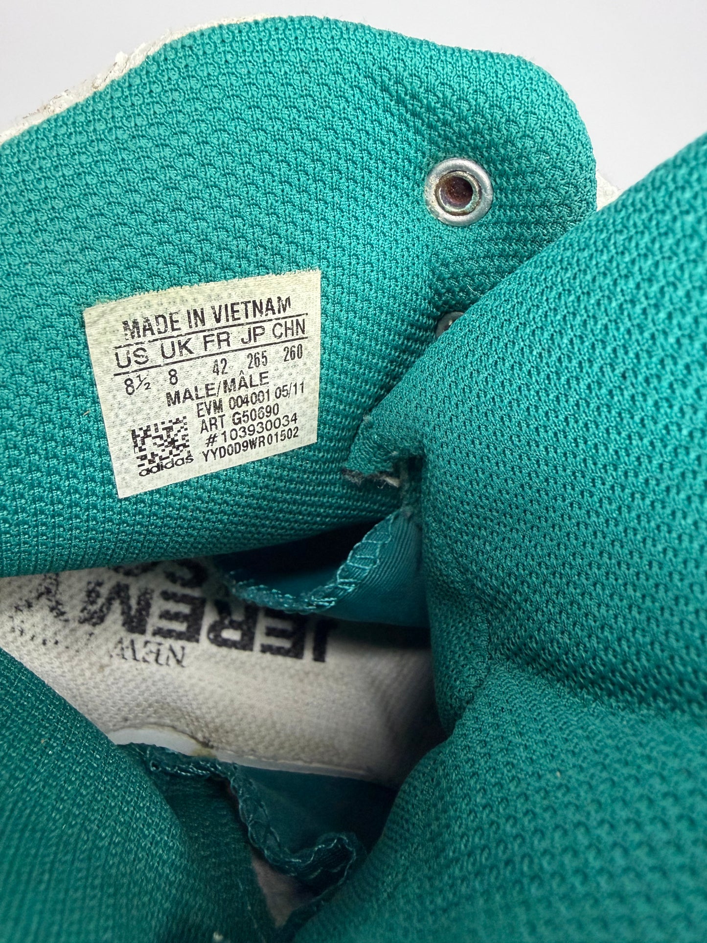 Adidas Originals Jeremy Scott JS Bones Leopard Print High-Top Sneakers White/Teal – Men’s US 8.5 / EU 42