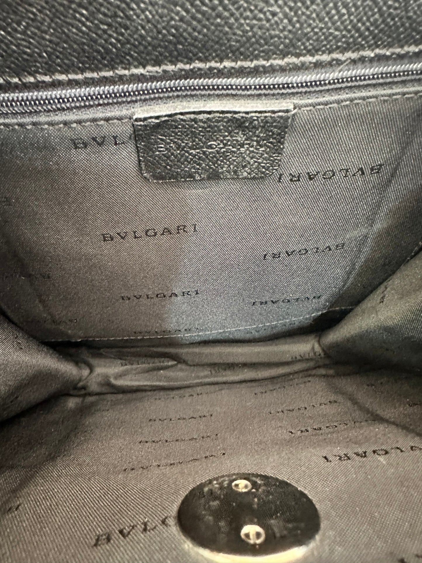 Bvlgari Black Leather Accordion Backpack