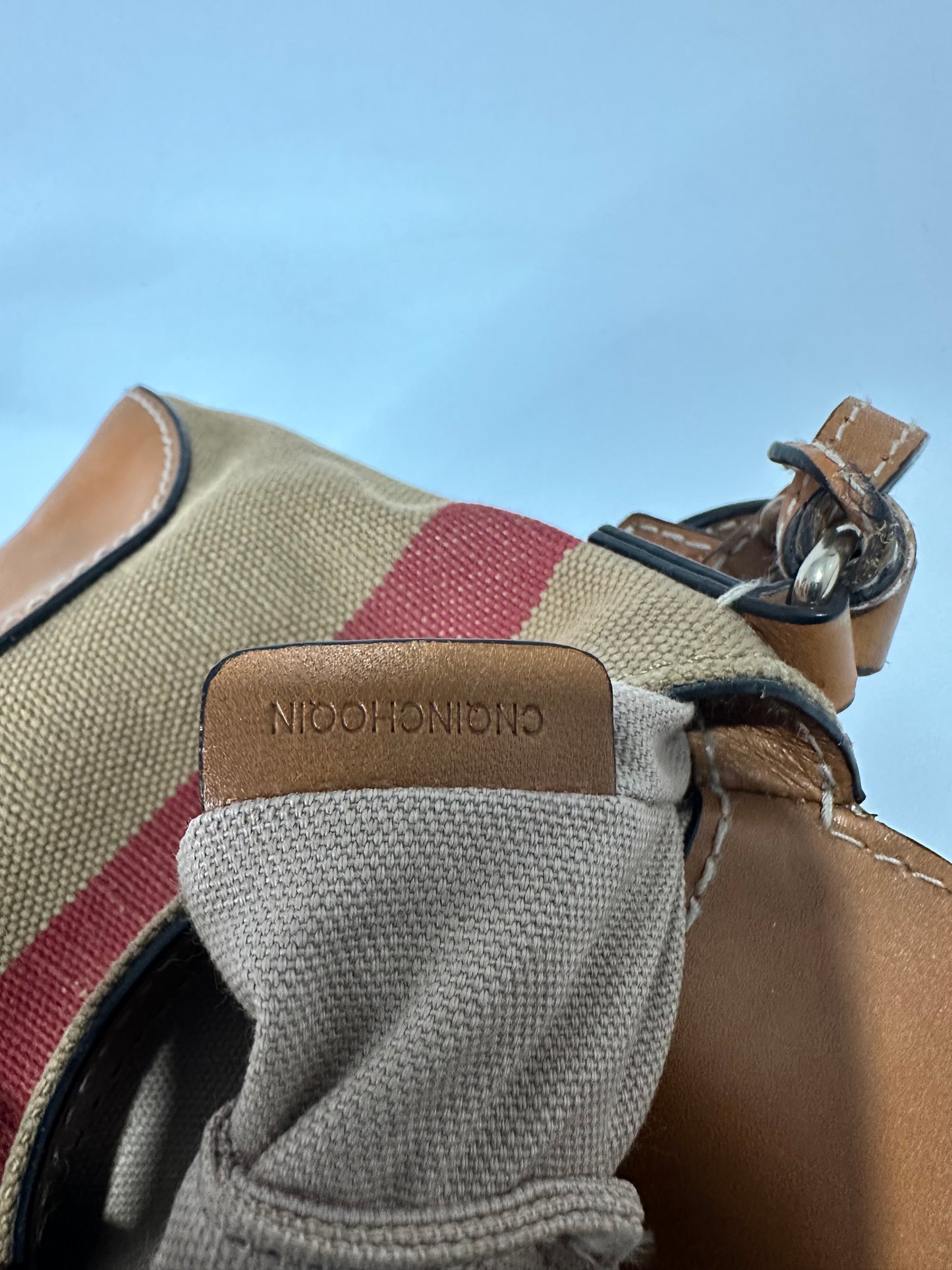 BURBERRY Mega Check Grainy Calfskin Small Gowan Messenger Bag Brown