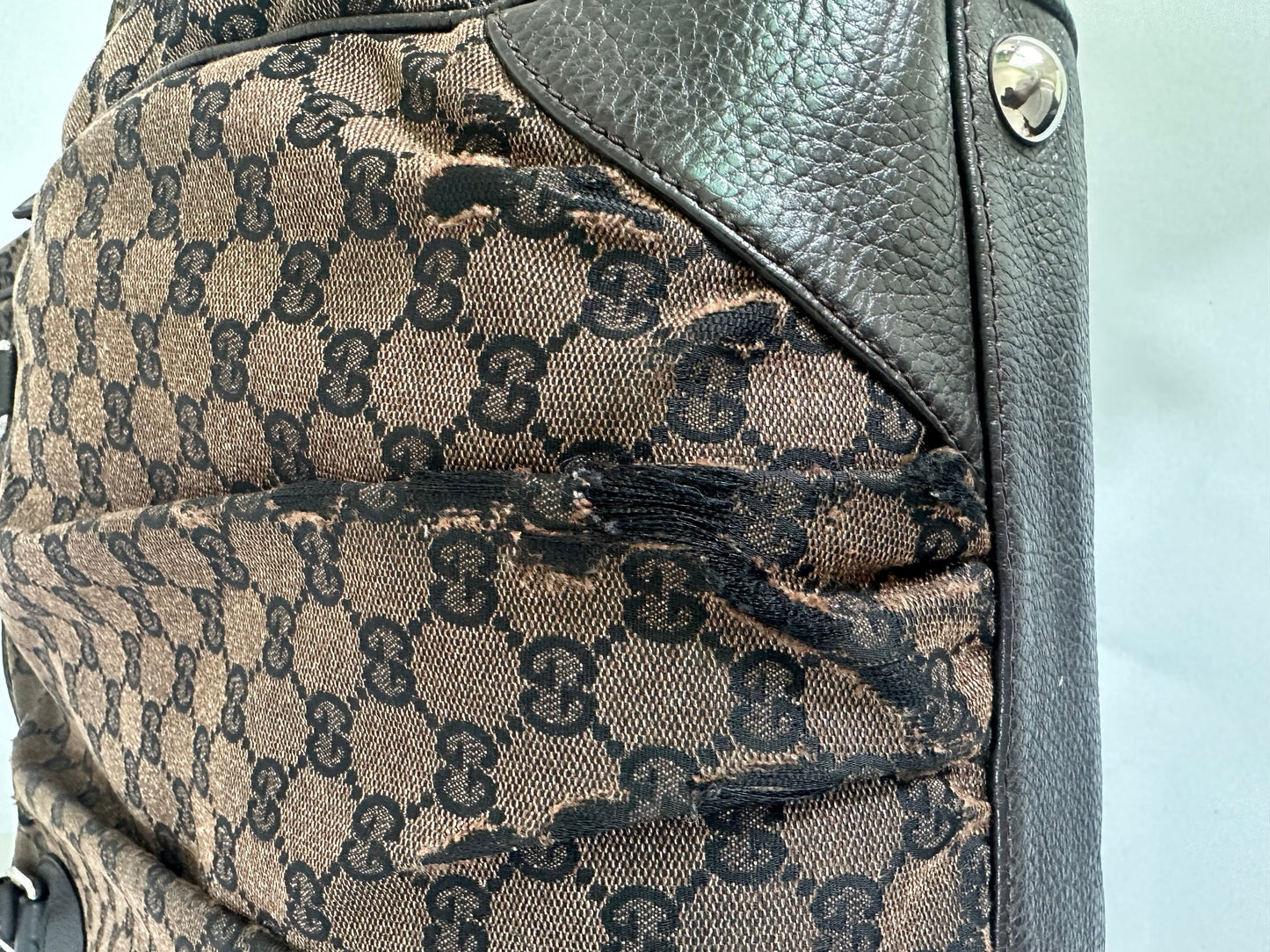 GUCCI GG Denim Full Moon Tote