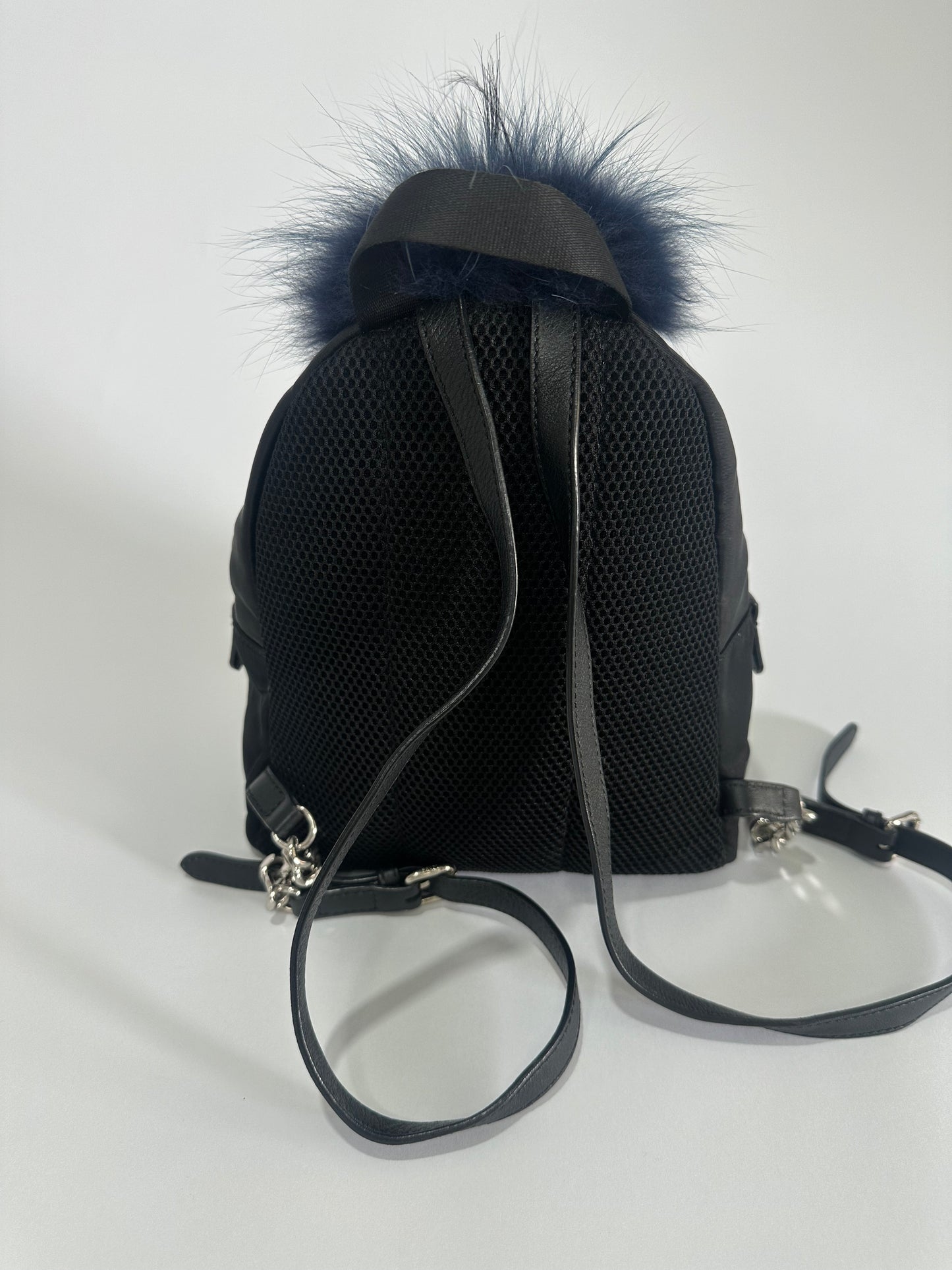 FENDI
Black Nylon And Leather Monster Eyes Mini Backpack