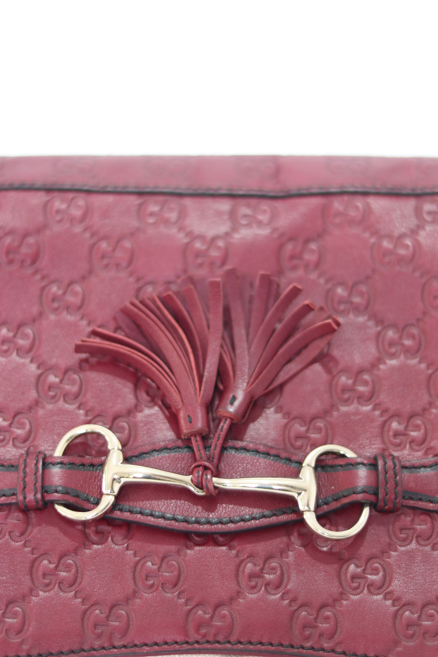 Gucci Dark Red Guccissima Leather Medium Emily Chain Shoulder Bag