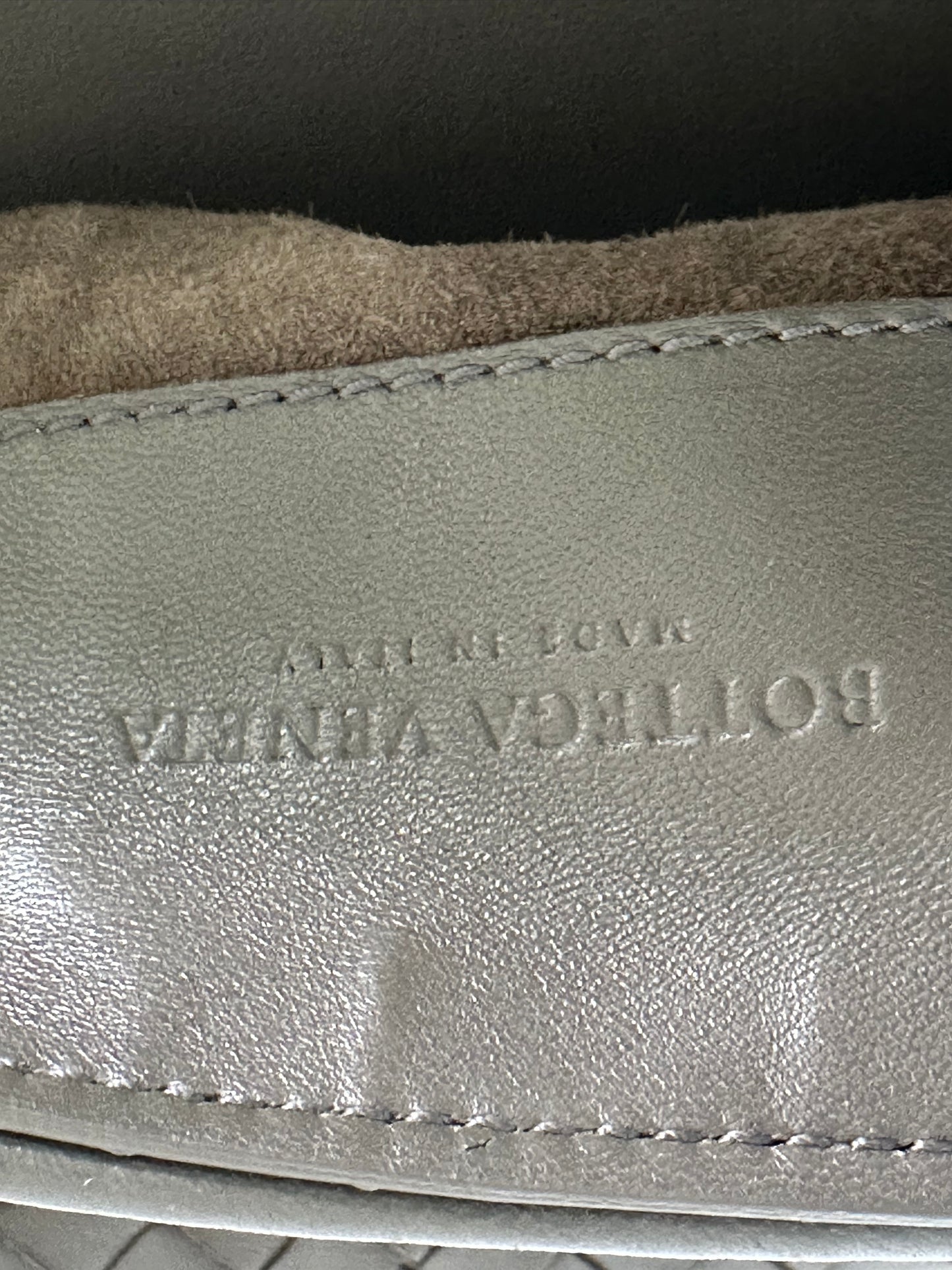 BOTTEGA VENETA Grey Leather Intrecciato Double Sided Flap Shoulder Bag