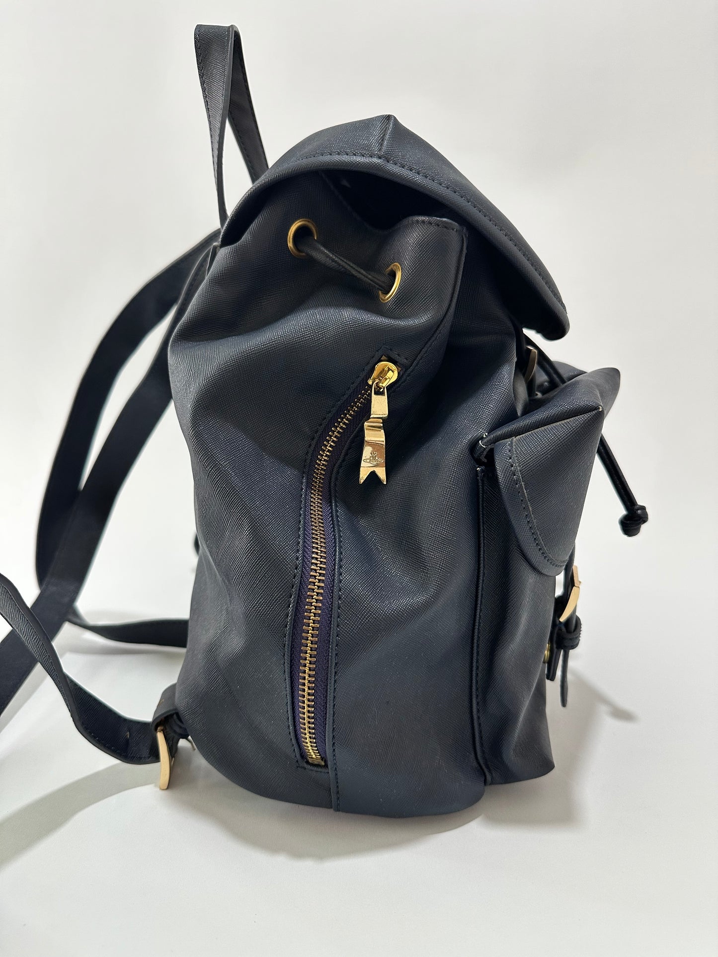 Vivienne Westwood Blue Leather Orb Backpack