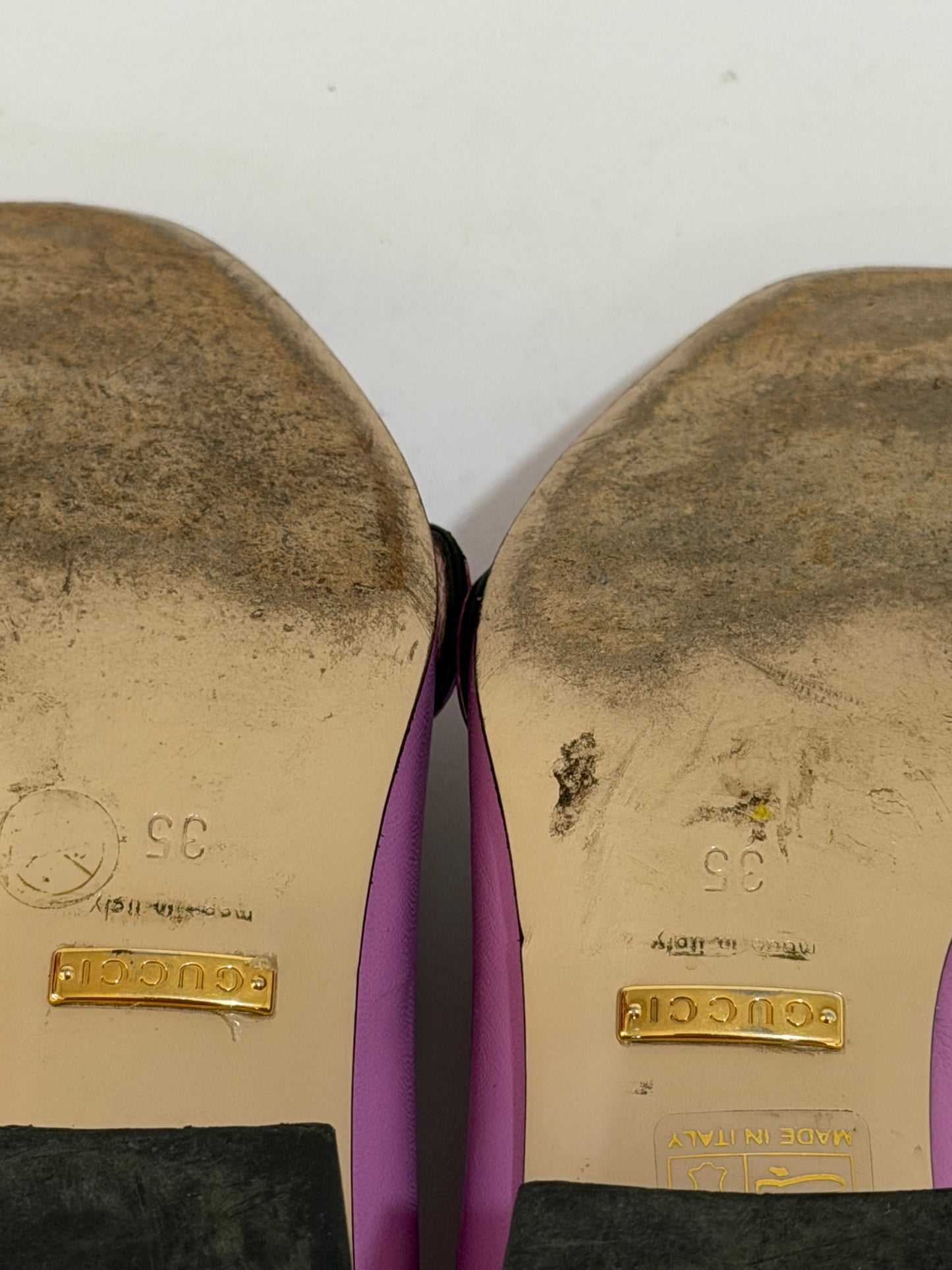 Gucci Lavender Leather GG Marmont Fringe Loafer Pumps Size 35 EU/ 5 US / 2 UK